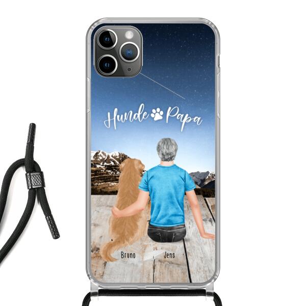Personalisierte Handyhülle mit Band mit 1 Mann + 1 Hund/Katze