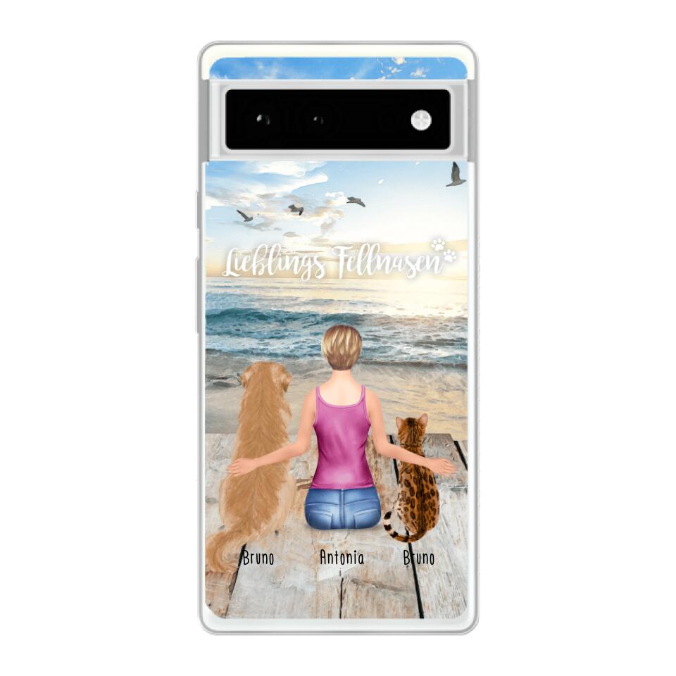 Personalisierte Handyhülle mit 1 Frau + 2 Hunde/Katzen - Google