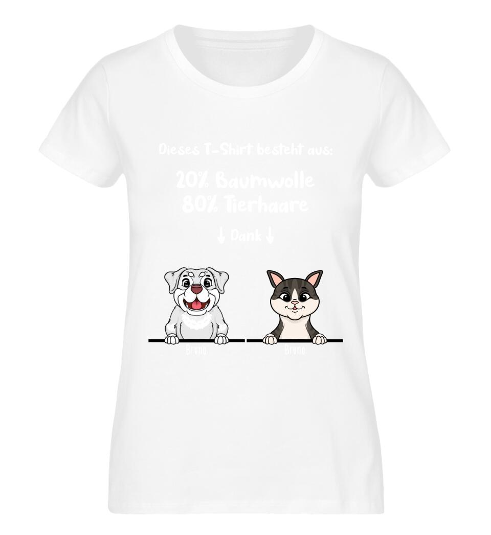 Personalisiertes T-Shirt - 20% Baumwolle - 80% Tierhaare mit 1-6 Hunden/Katzen