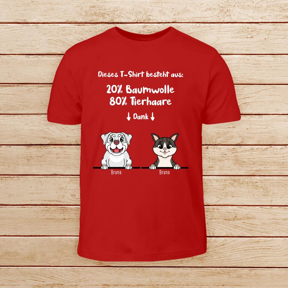 Personalisiertes Baby/Kinder T-Shirt - 20% Baumwolle - 80% Tierhaare mit 1-6 Hunden/Katzen