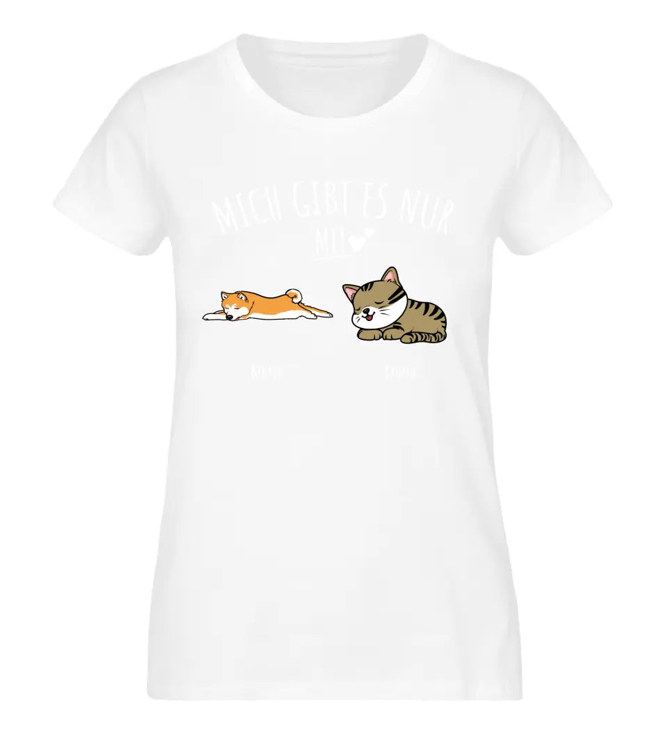 Personalisiertes T-Shirt - Mich gibt es nur mit Hund/Katze (1-6 Hunde/Katzen)