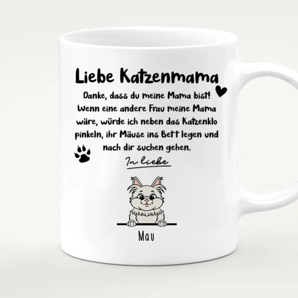 Personalisierte Tasse - Katzenmama/Katzenpapa (1-6 Katzen) (gezeichnet)