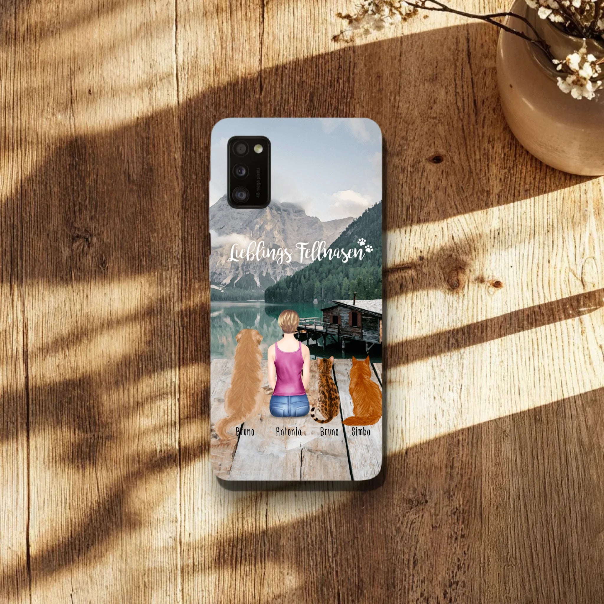 Personalisierte Handyhülle - 1 Frau + 3 Hunde/Katzen - Samsung