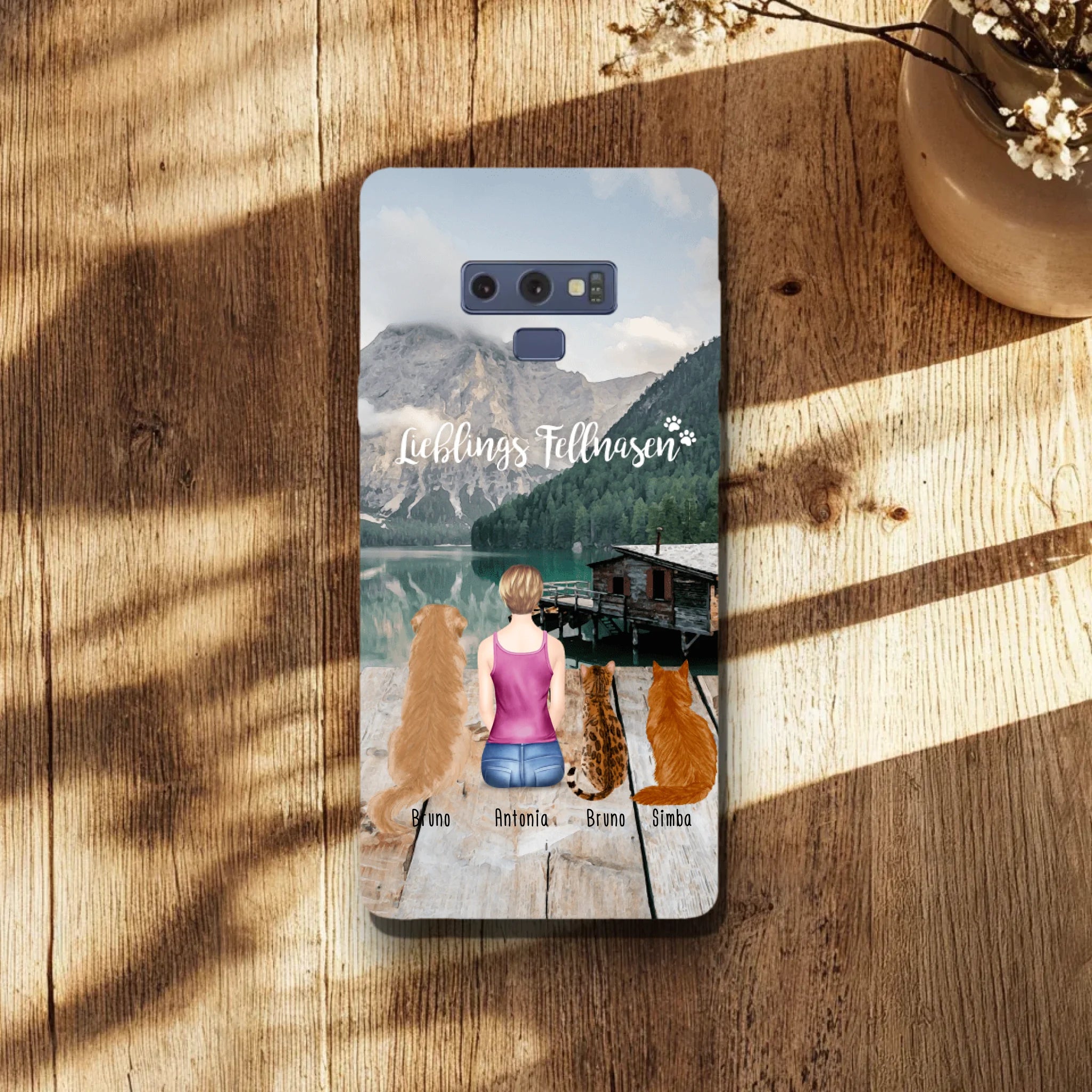 Personalisierte Handyhülle - 1 Frau + 3 Hunde/Katzen - Samsung