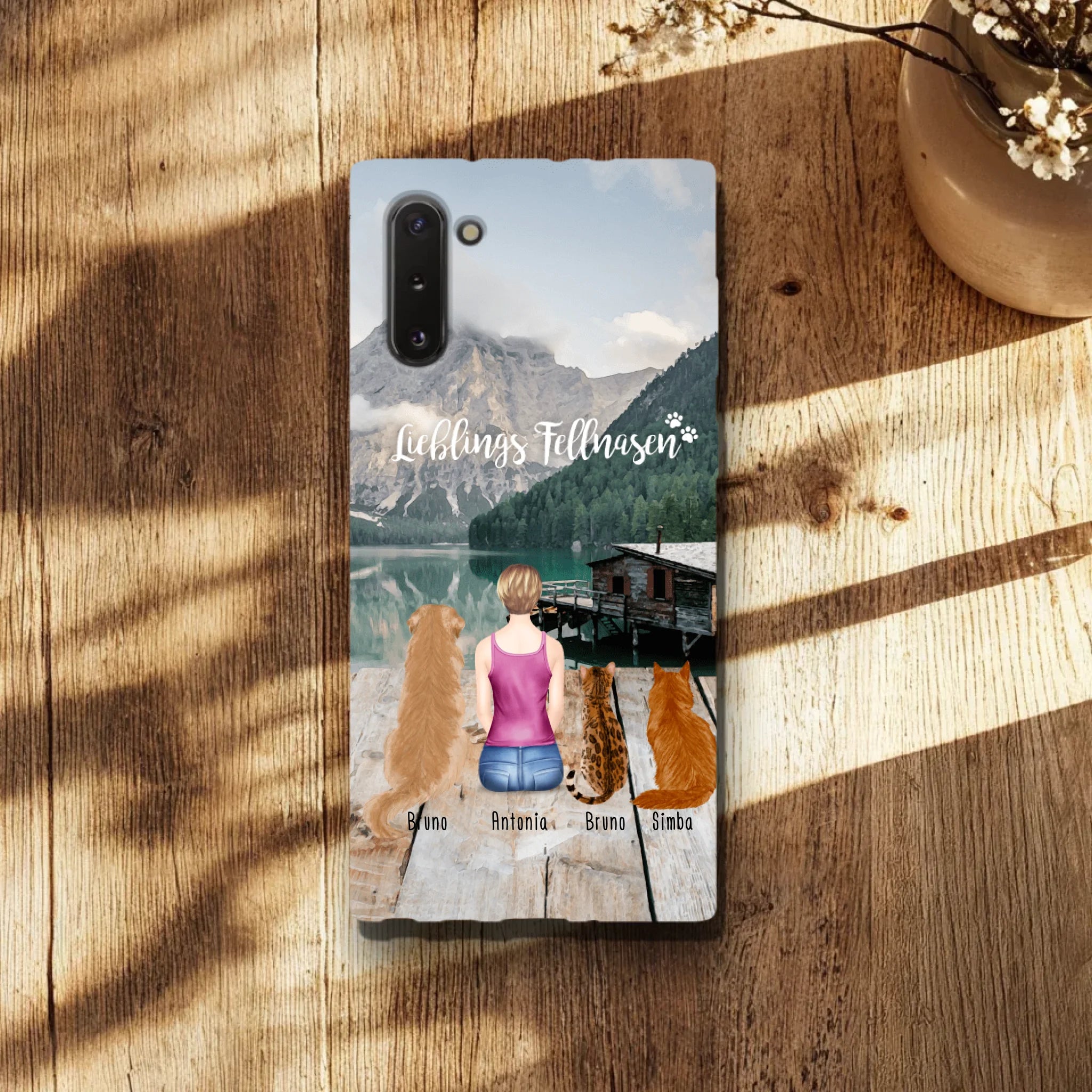 Personalisierte Handyhülle - 1 Frau + 3 Hunde/Katzen - Samsung
