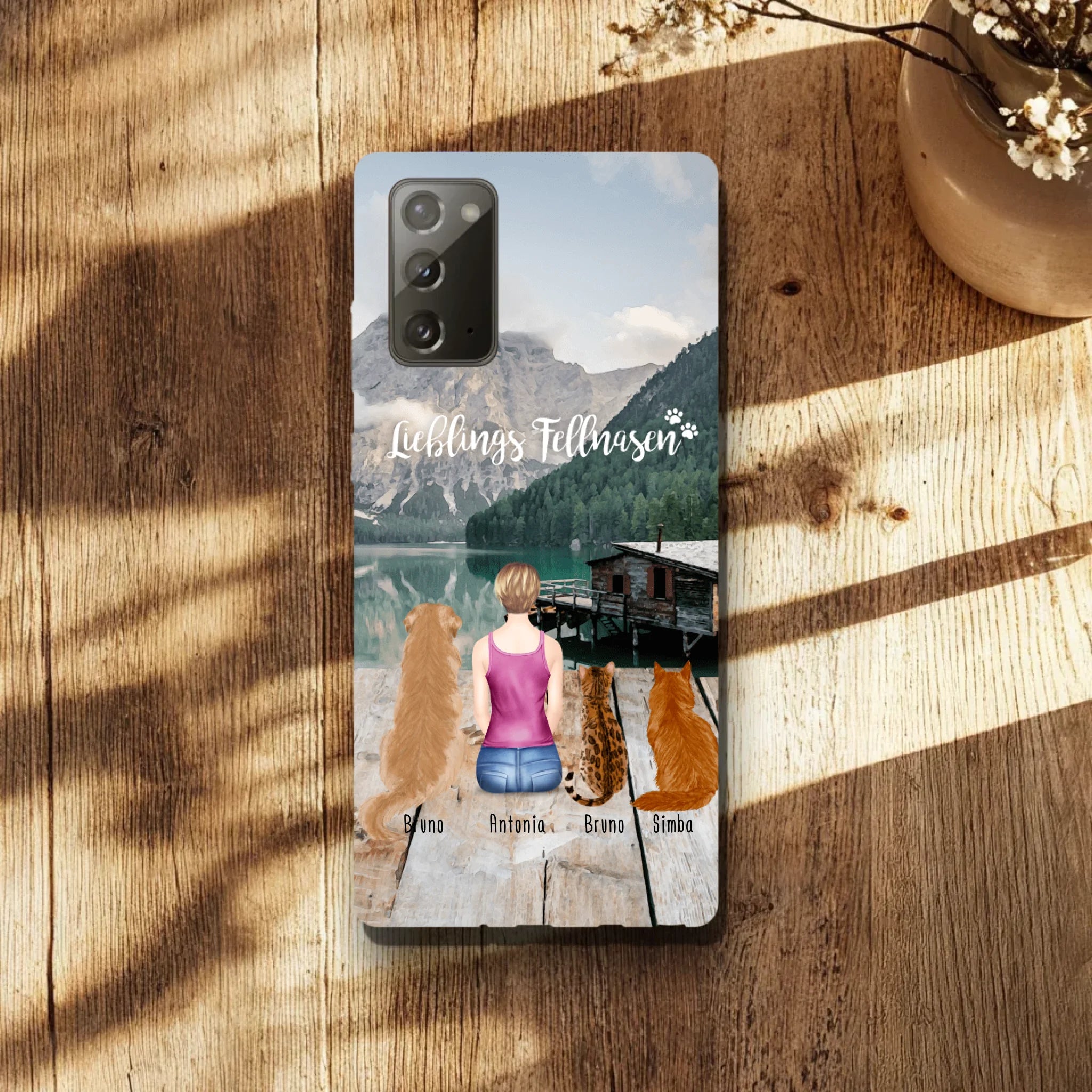 Personalisierte Handyhülle - 1 Frau + 3 Hunde/Katzen - Samsung