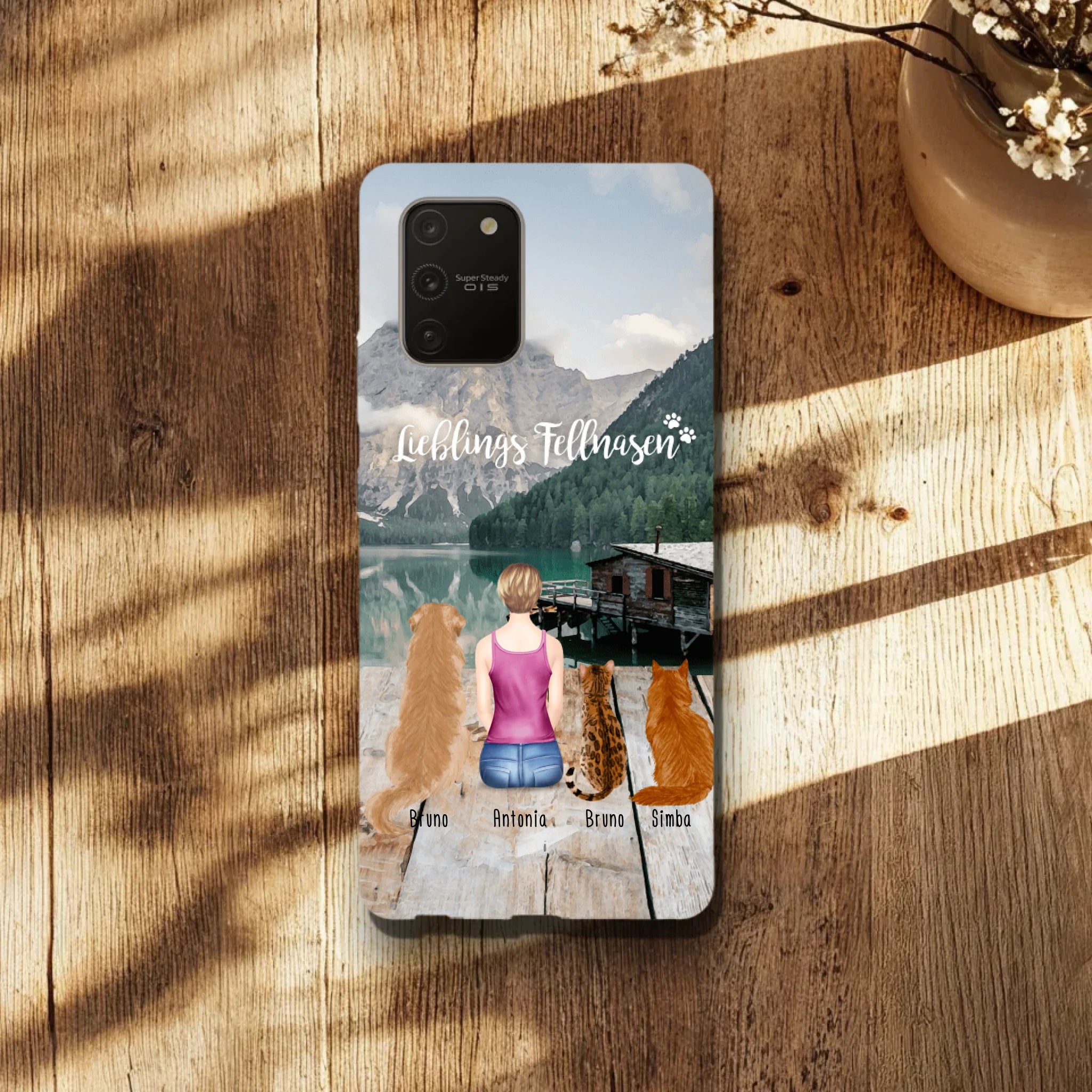 Personalisierte Handyhülle - 1 Frau + 3 Hunde/Katzen - Samsung