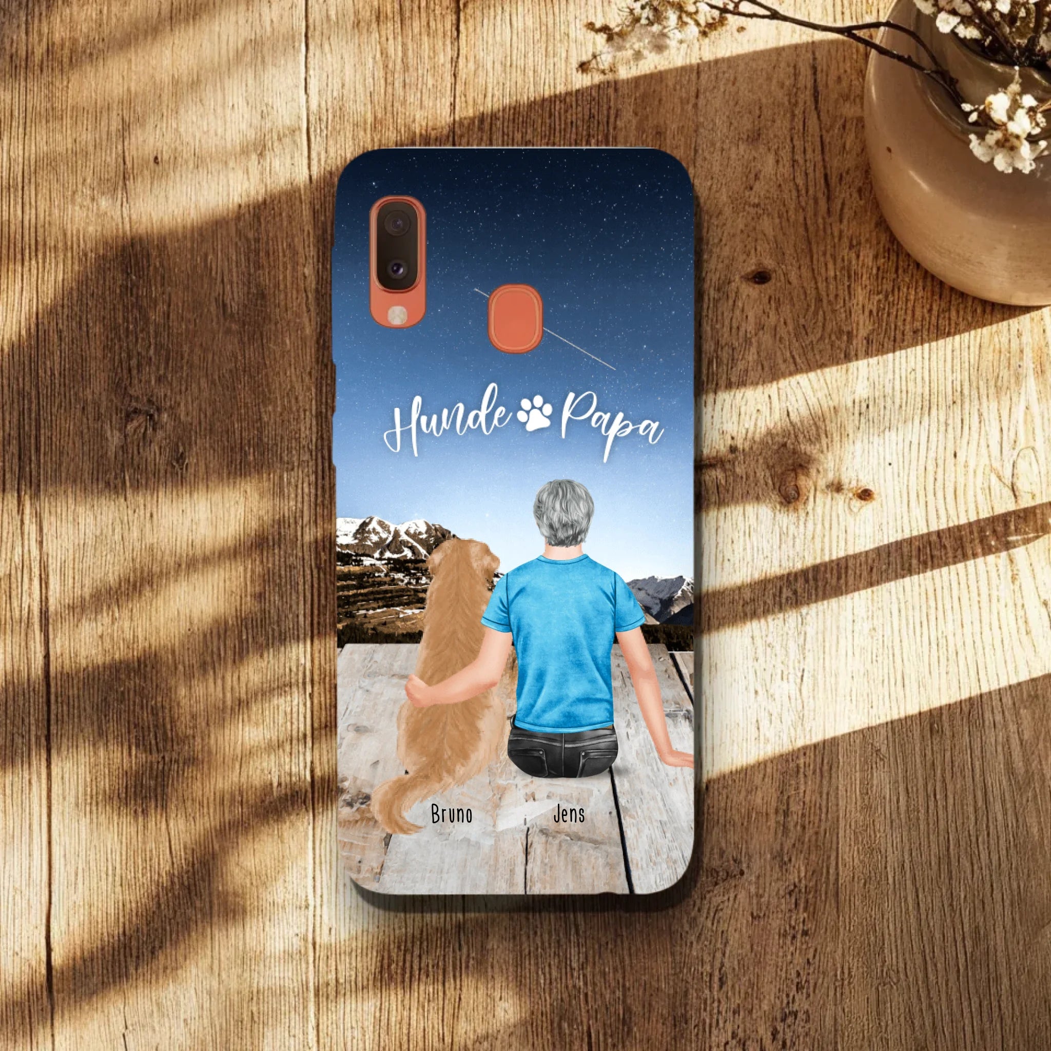 Personalisierte Handyhülle mit 1 Mann + 1 Hund/Katze - Samsung