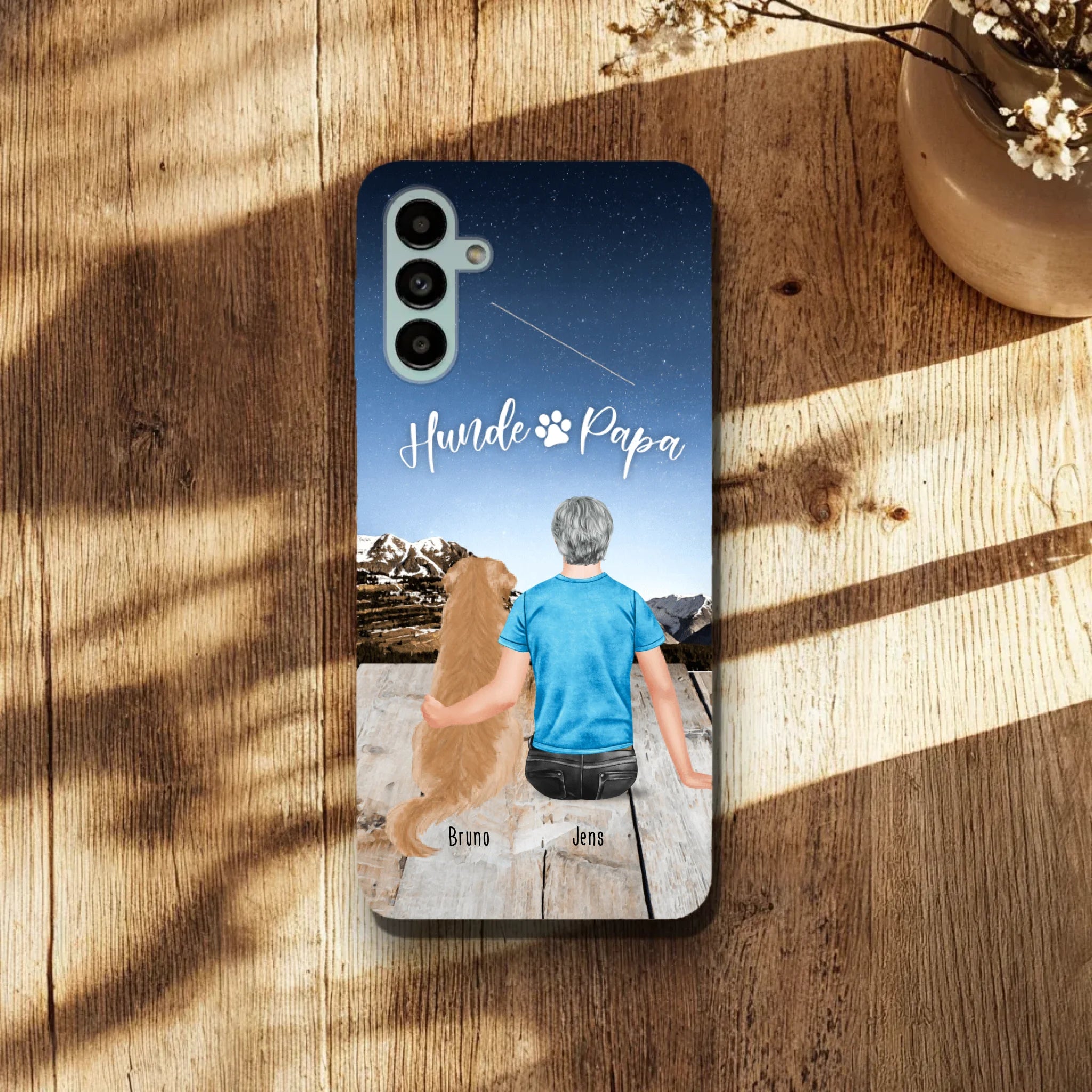 Personalisierte Handyhülle mit 1 Mann + 1 Hund/Katze - Samsung