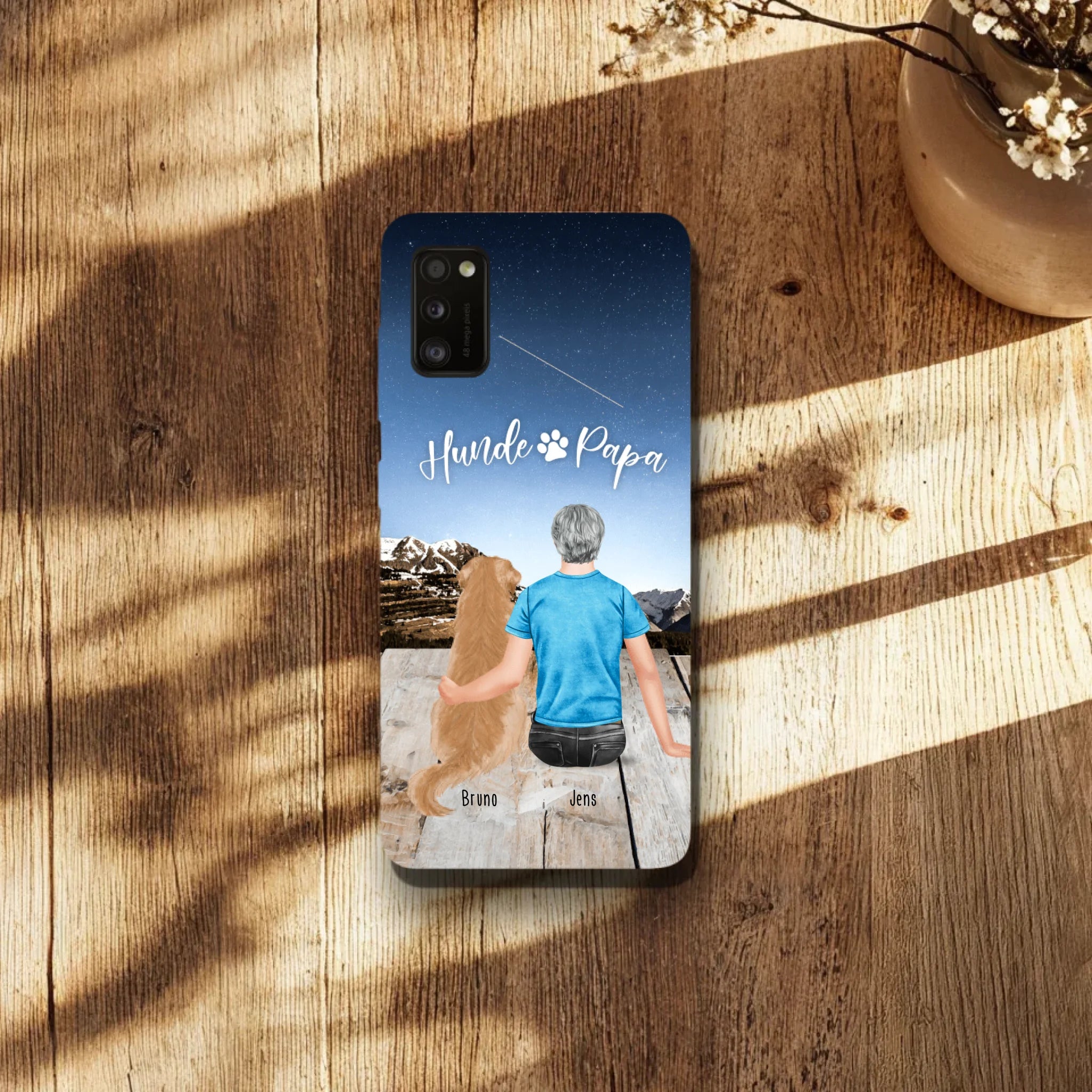 Personalisierte Handyhülle mit 1 Mann + 1 Hund/Katze - Samsung