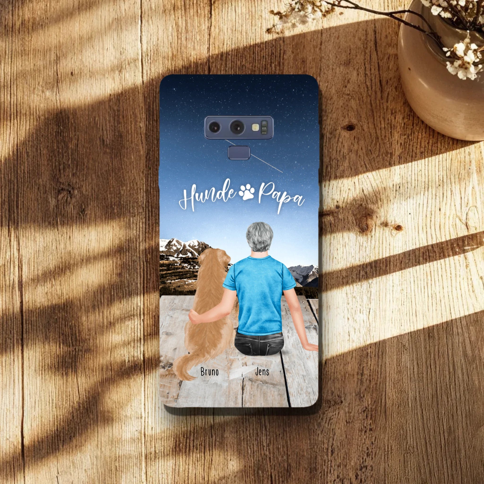 Personalisierte Handyhülle mit 1 Mann + 1 Hund/Katze - Samsung