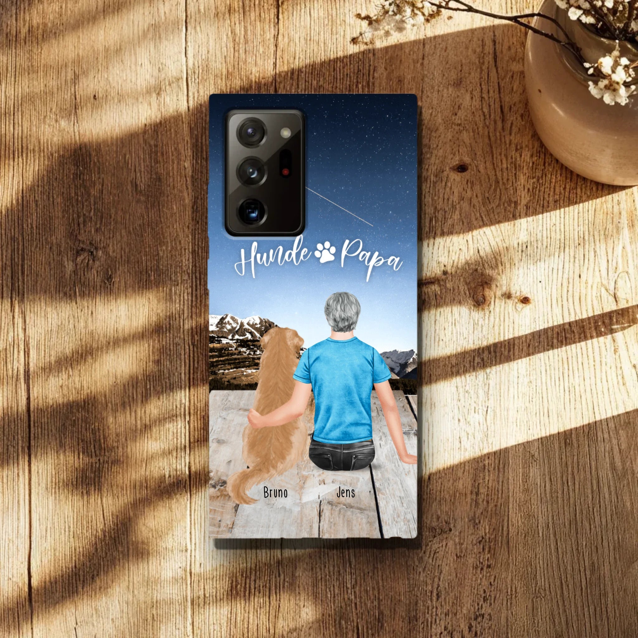 Personalisierte Handyhülle mit 1 Mann + 1 Hund/Katze - Samsung