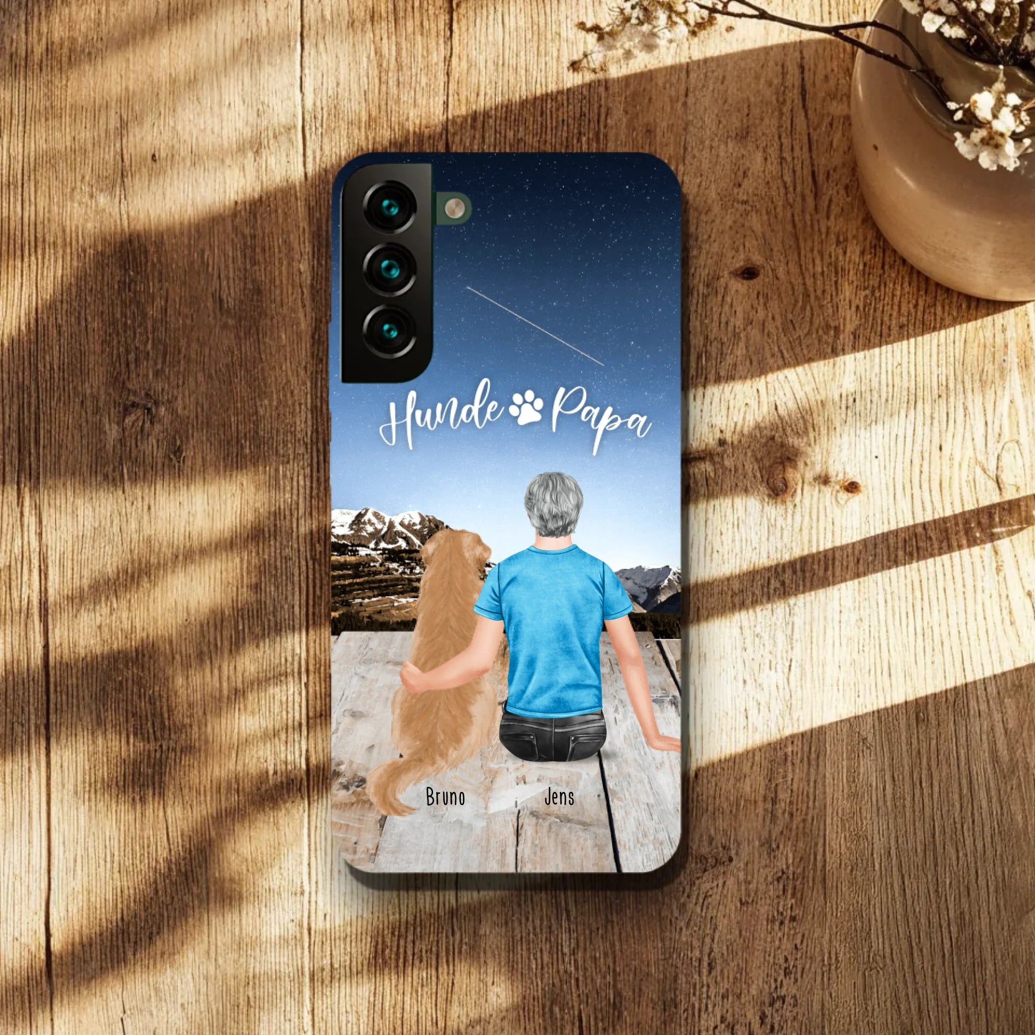 Personalisierte Handyhülle mit 1 Mann + 1 Hund/Katze - Samsung