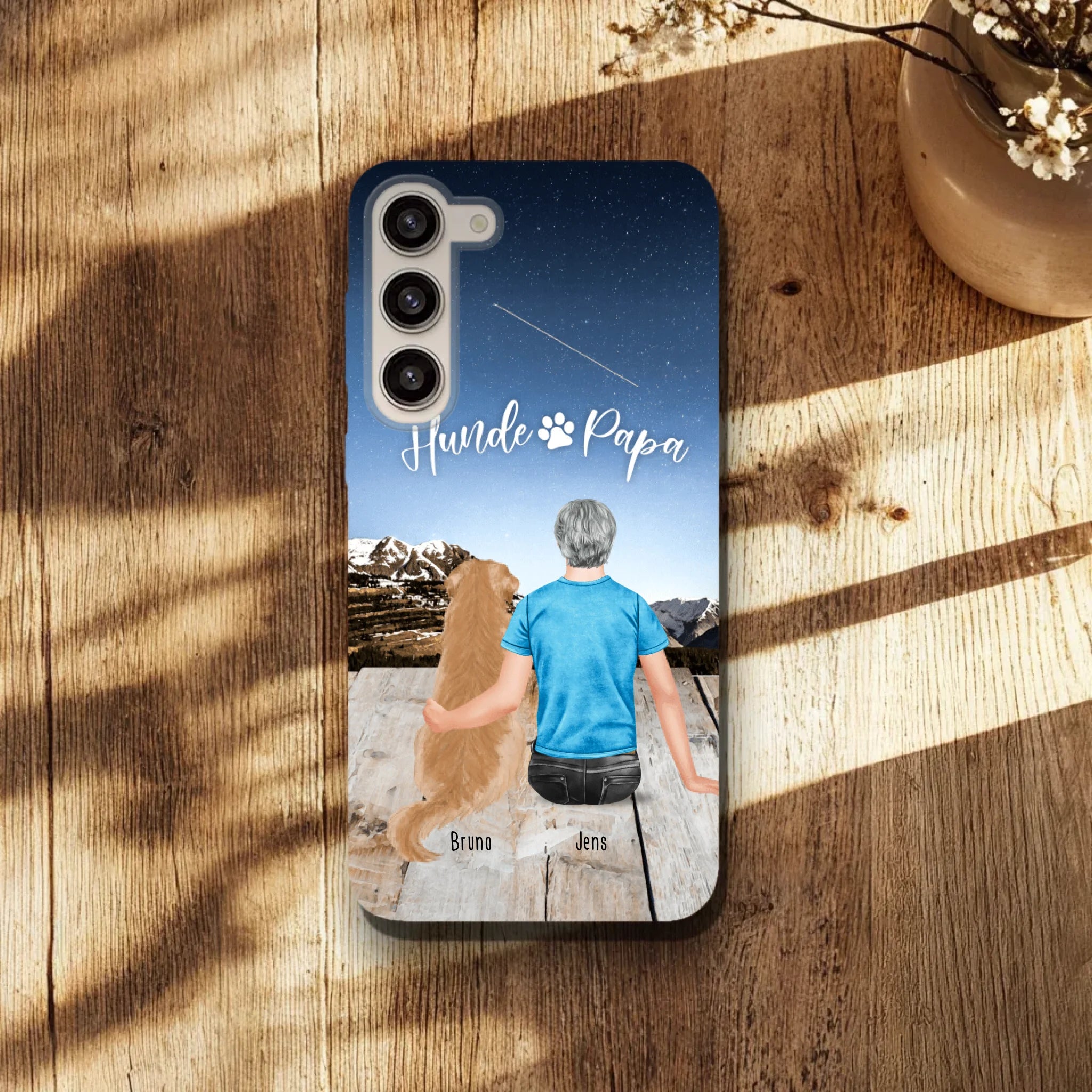 Personalisierte Handyhülle mit 1 Mann + 1 Hund/Katze - Samsung
