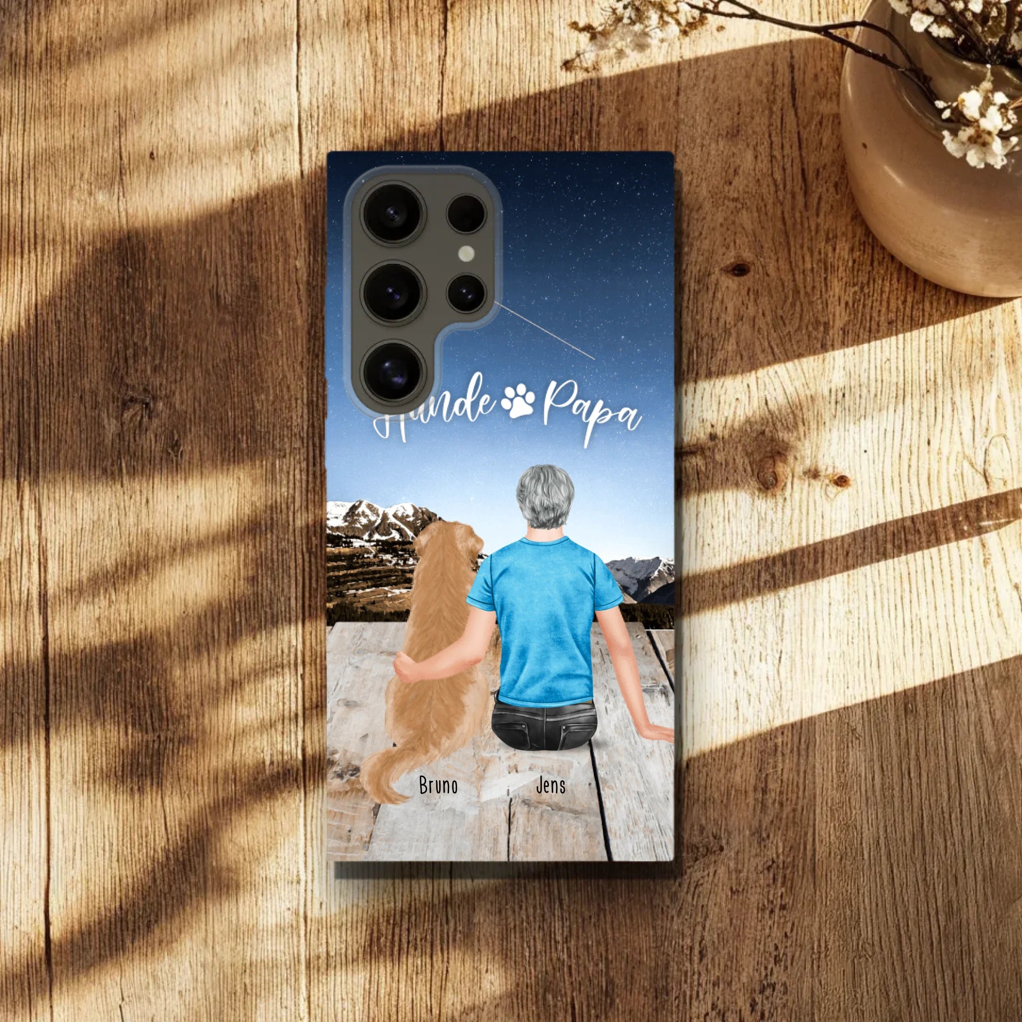 Personalisierte Handyhülle mit 1 Mann + 1 Hund/Katze - Samsung