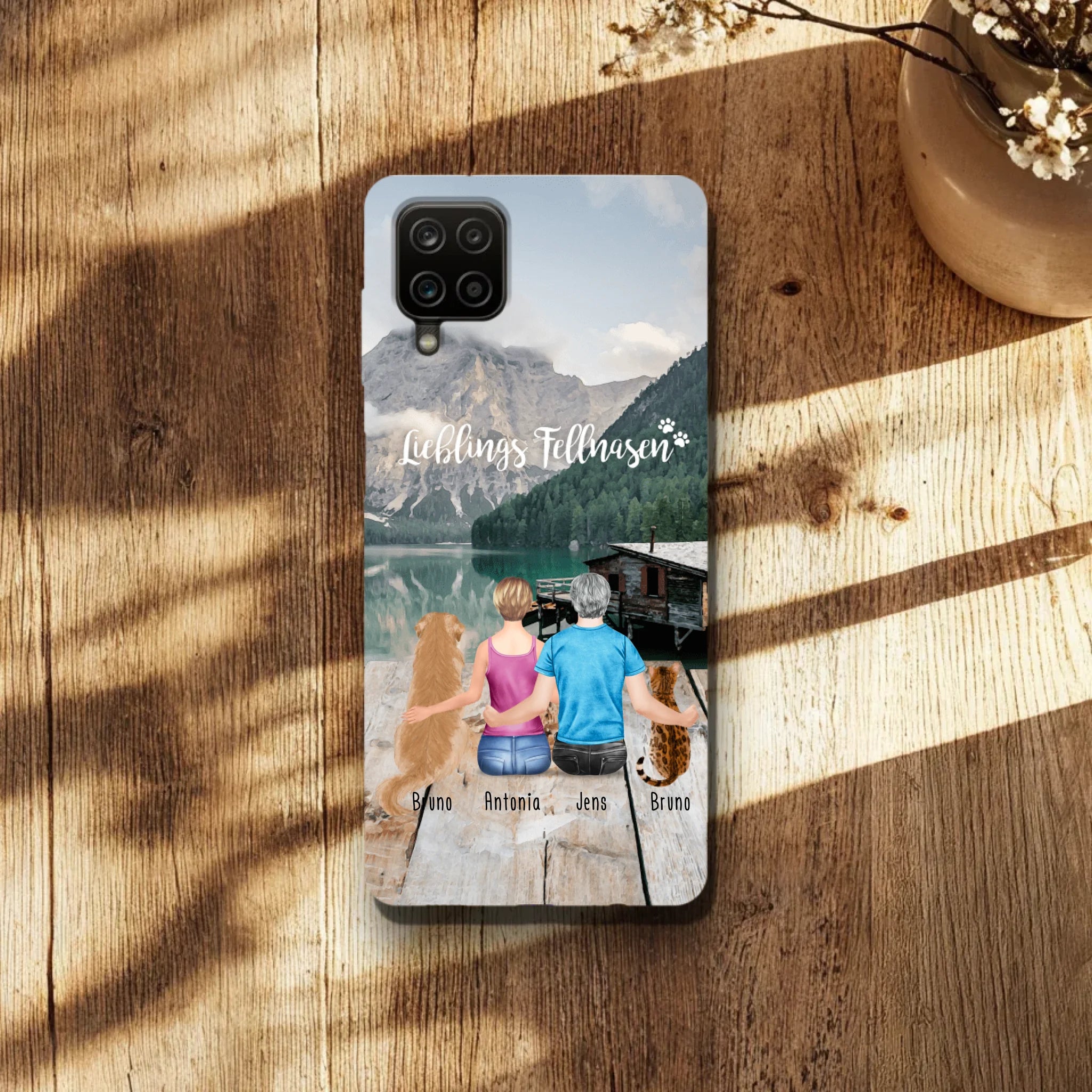 Personalisierte Handyhülle mit 1 Frau + 1 Mann + 2 Hunde/Katzen - Samsung