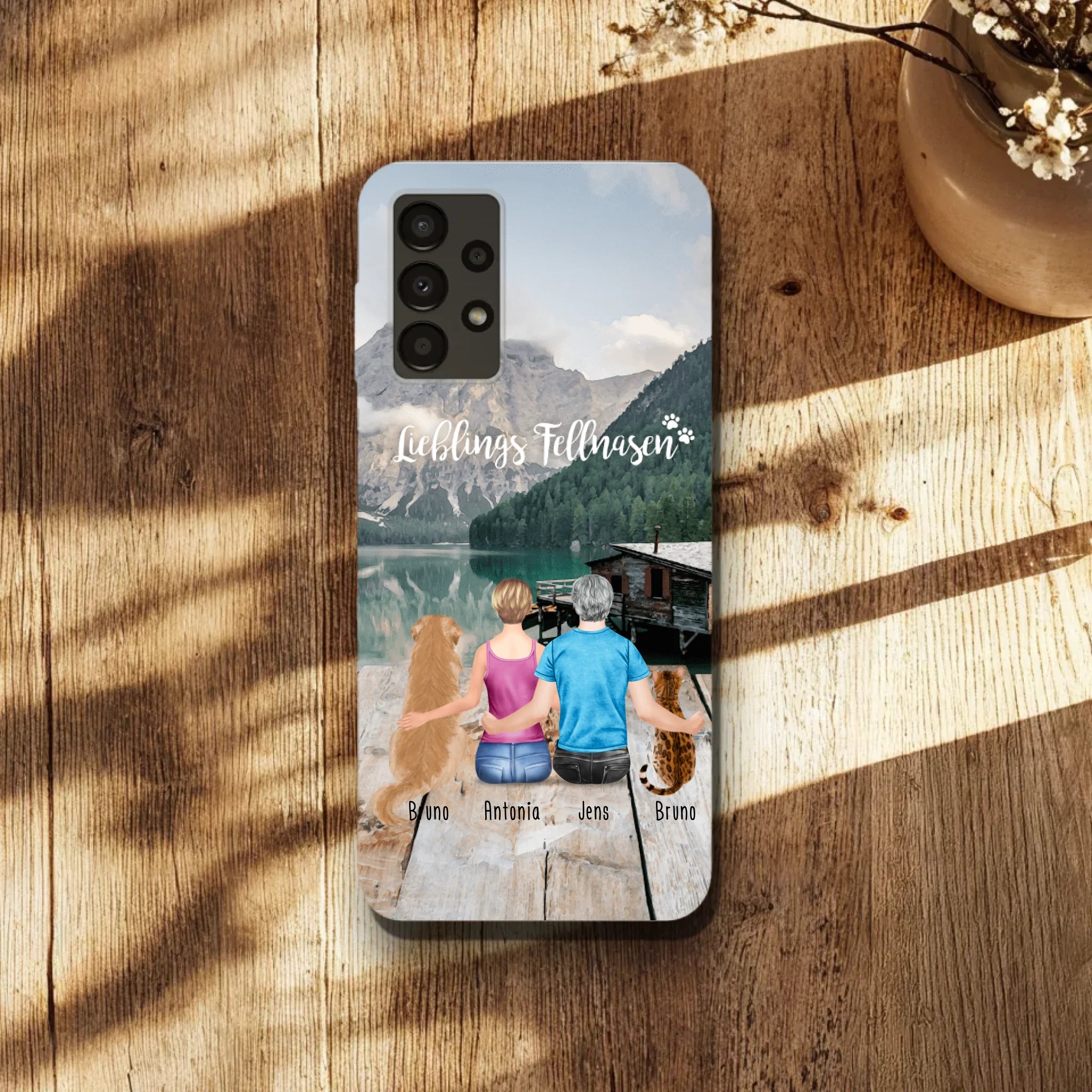 Personalisierte Handyhülle mit 1 Frau + 1 Mann + 2 Hunde/Katzen - Samsung
