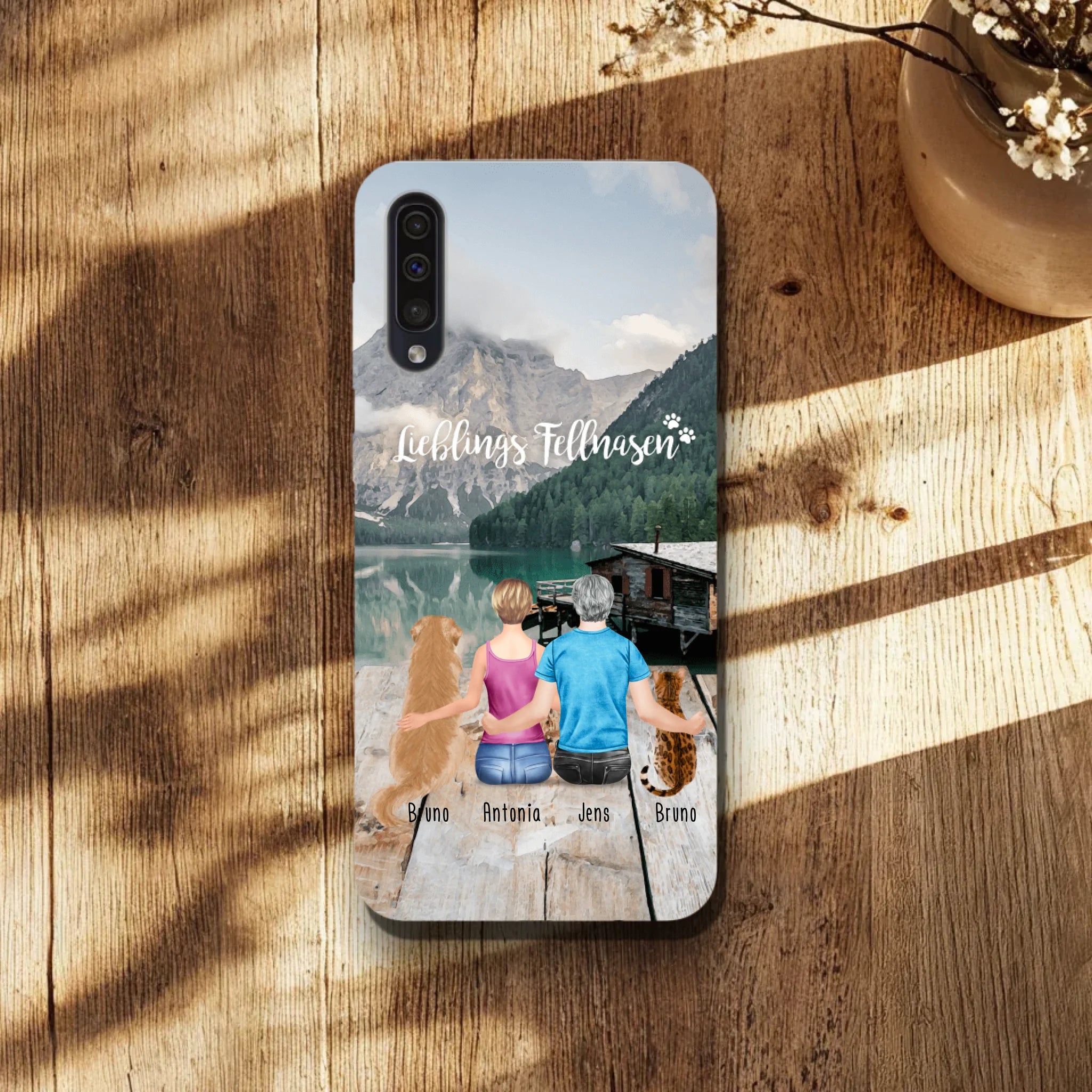 Personalisierte Handyhülle mit 1 Frau + 1 Mann + 2 Hunde/Katzen - Samsung