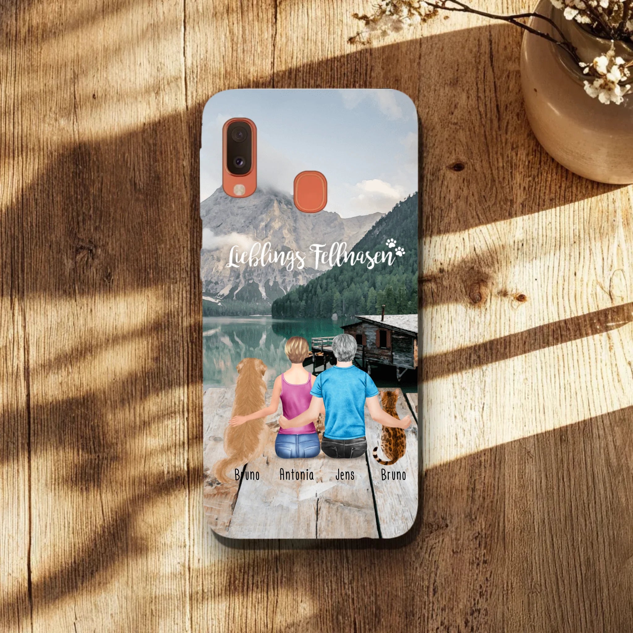 Personalisierte Handyhülle mit 1 Frau + 1 Mann + 2 Hunde/Katzen - Samsung