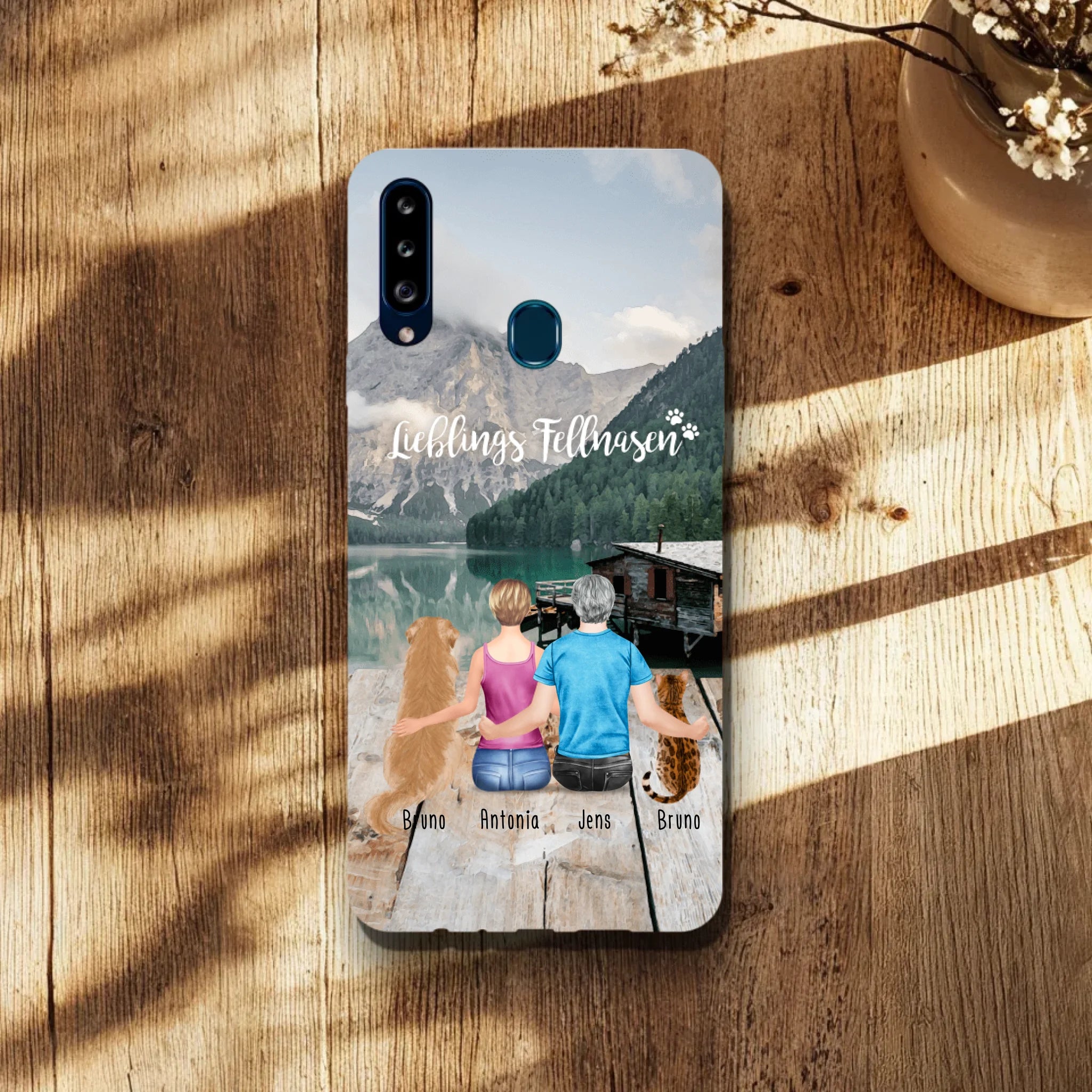 Personalisierte Handyhülle mit 1 Frau + 1 Mann + 2 Hunde/Katzen - Samsung