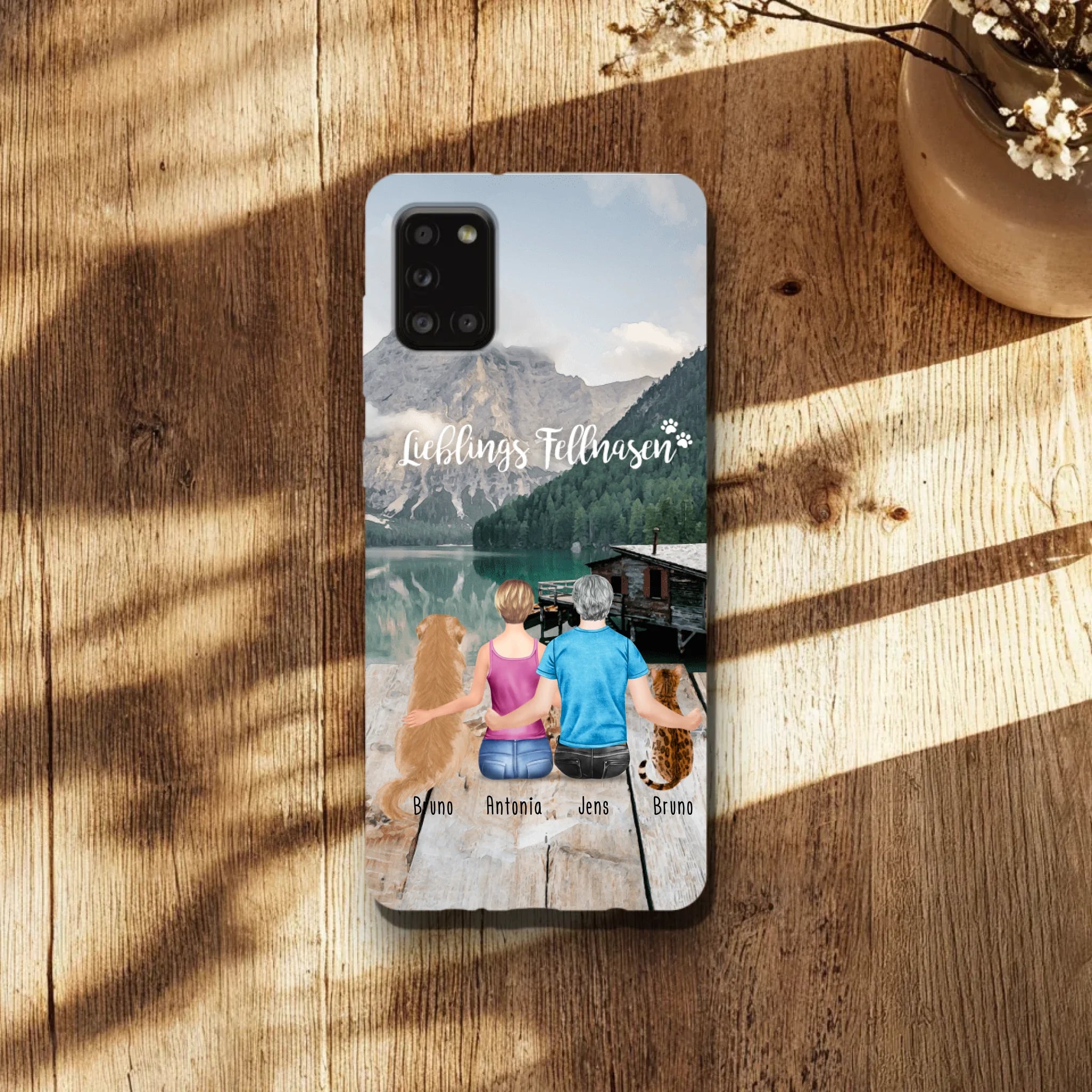 Personalisierte Handyhülle mit 1 Frau + 1 Mann + 2 Hunde/Katzen - Samsung