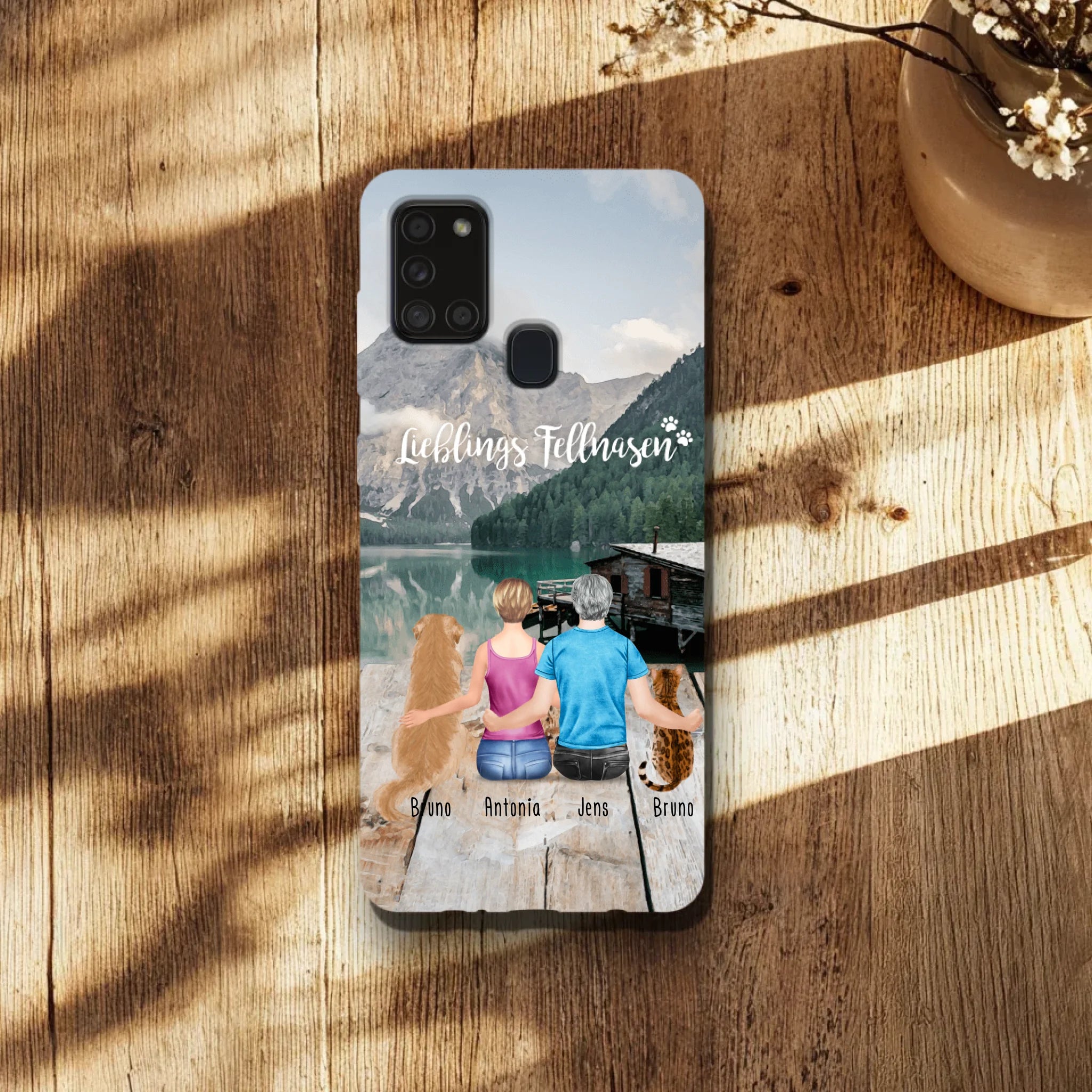 Personalisierte Handyhülle mit 1 Frau + 1 Mann + 2 Hunde/Katzen - Samsung