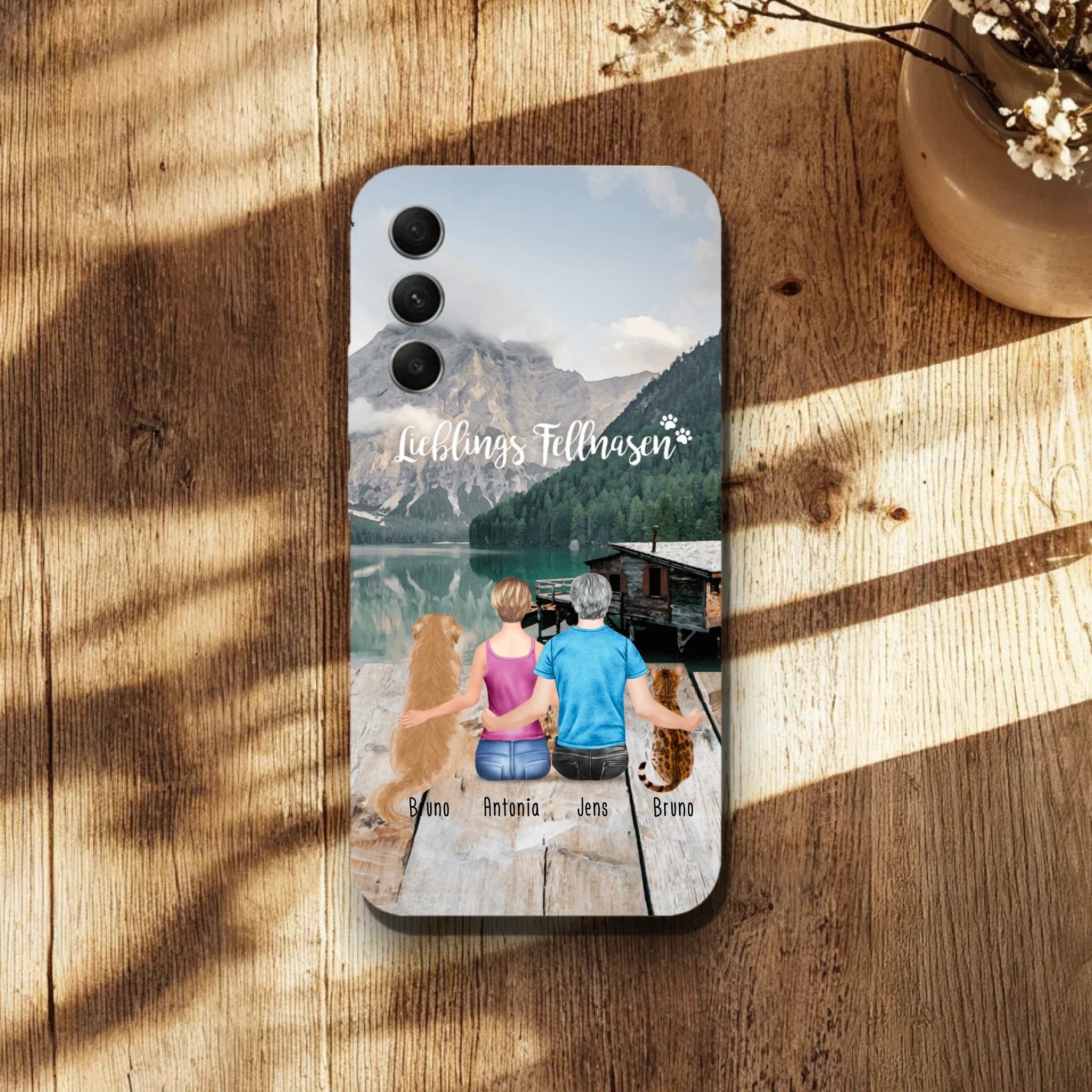Personalisierte Handyhülle mit 1 Frau + 1 Mann + 2 Hunde/Katzen - Samsung