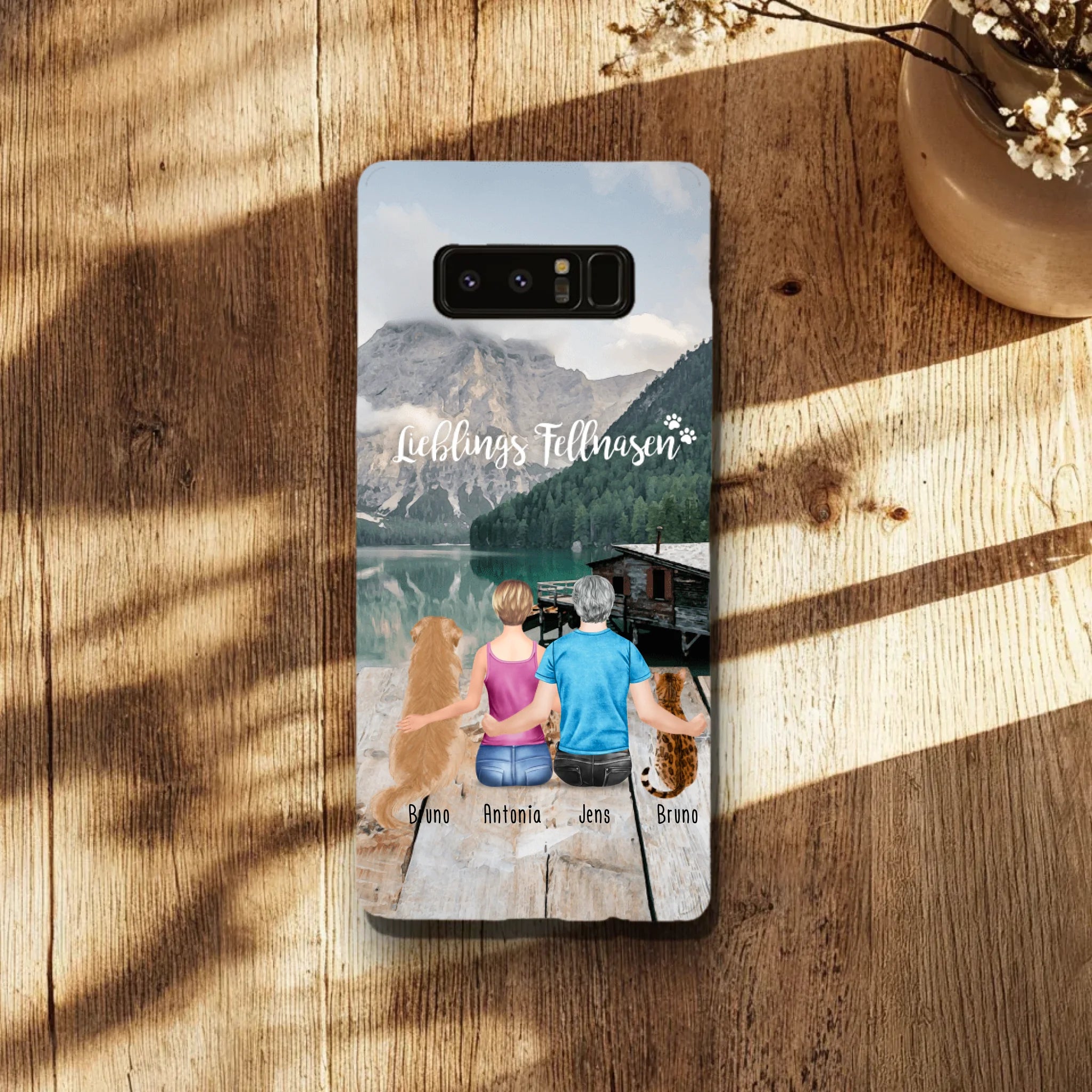 Personalisierte Handyhülle mit 1 Frau + 1 Mann + 2 Hunde/Katzen - Samsung