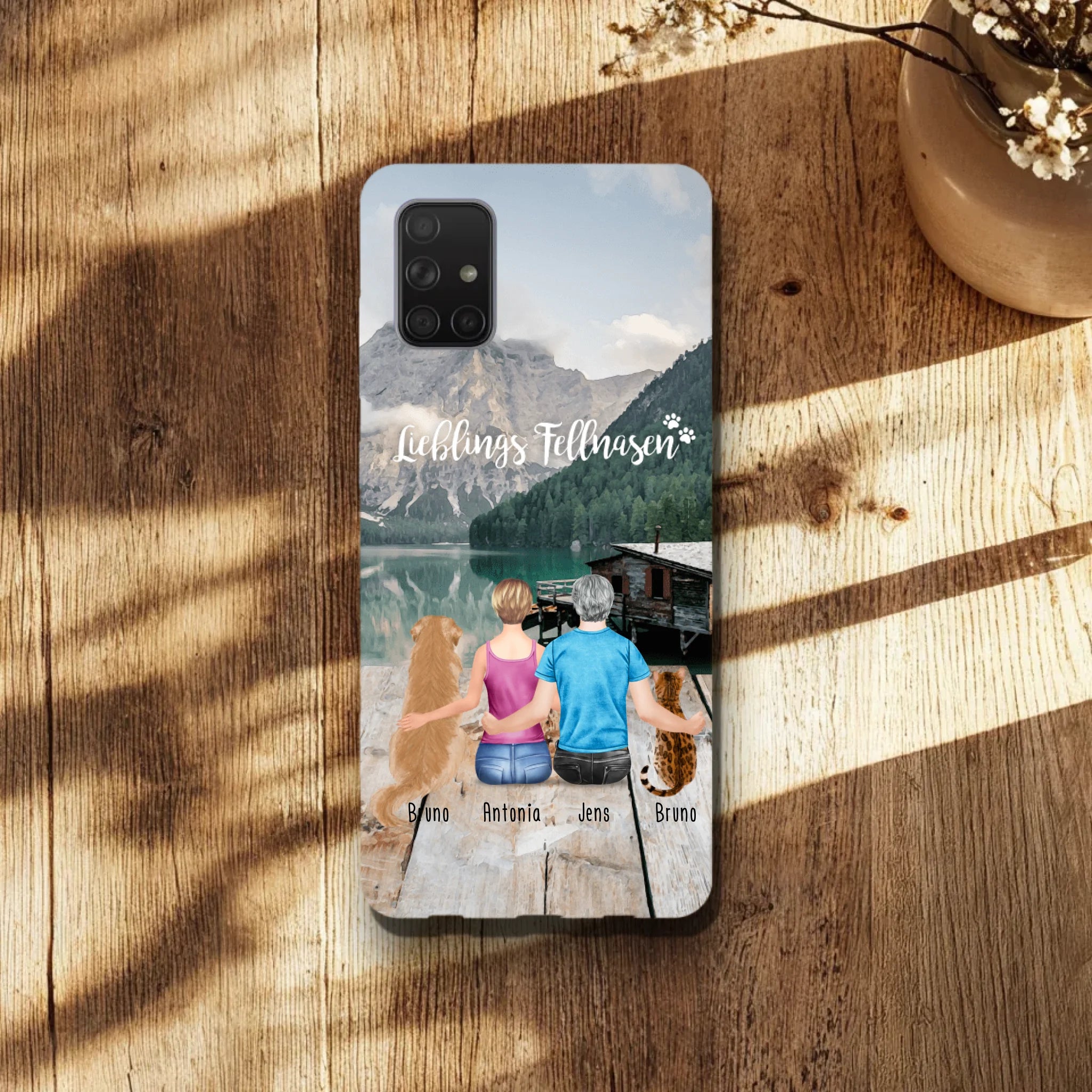 Personalisierte Handyhülle mit 1 Frau + 1 Mann + 2 Hunde/Katzen - Samsung