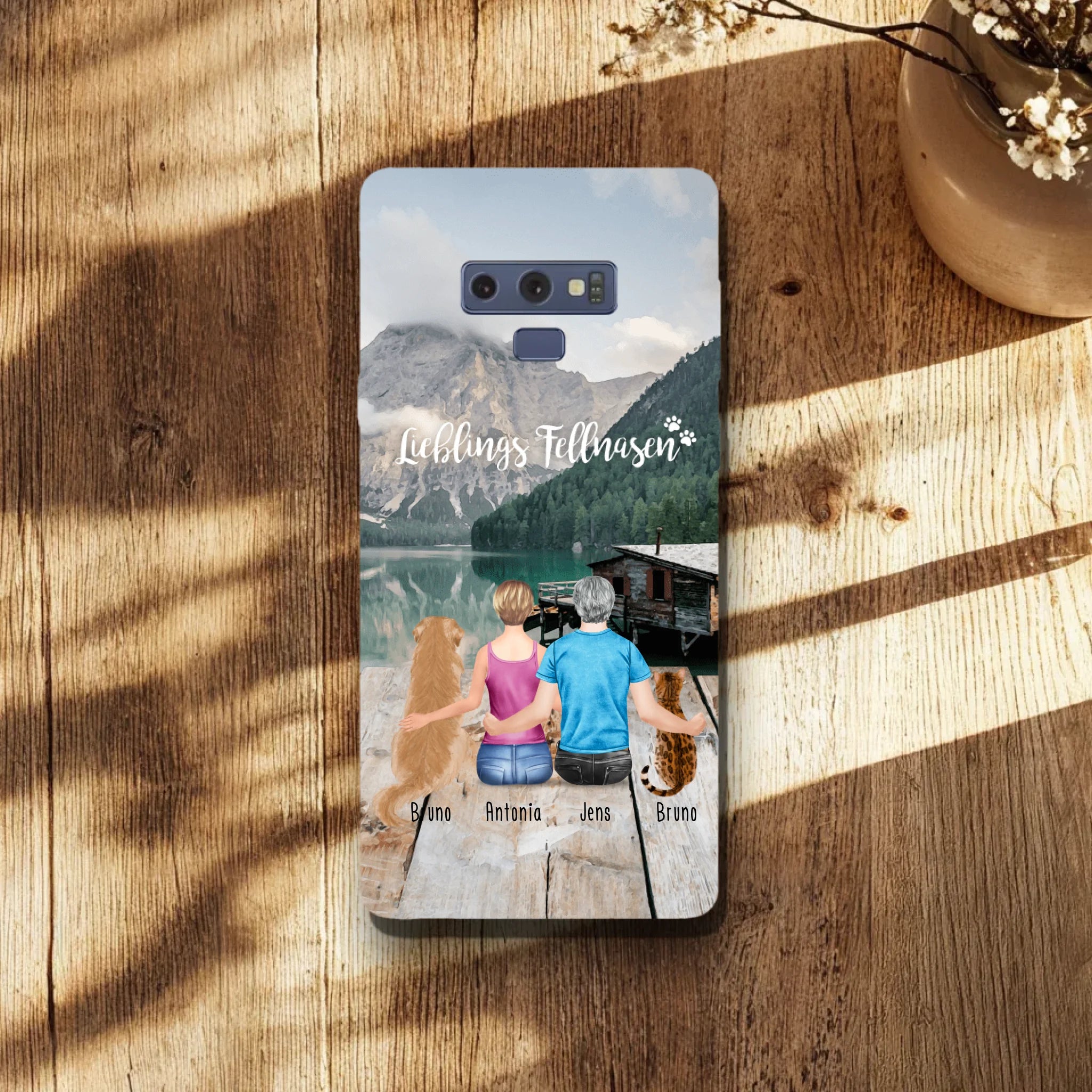 Personalisierte Handyhülle mit 1 Frau + 1 Mann + 2 Hunde/Katzen - Samsung