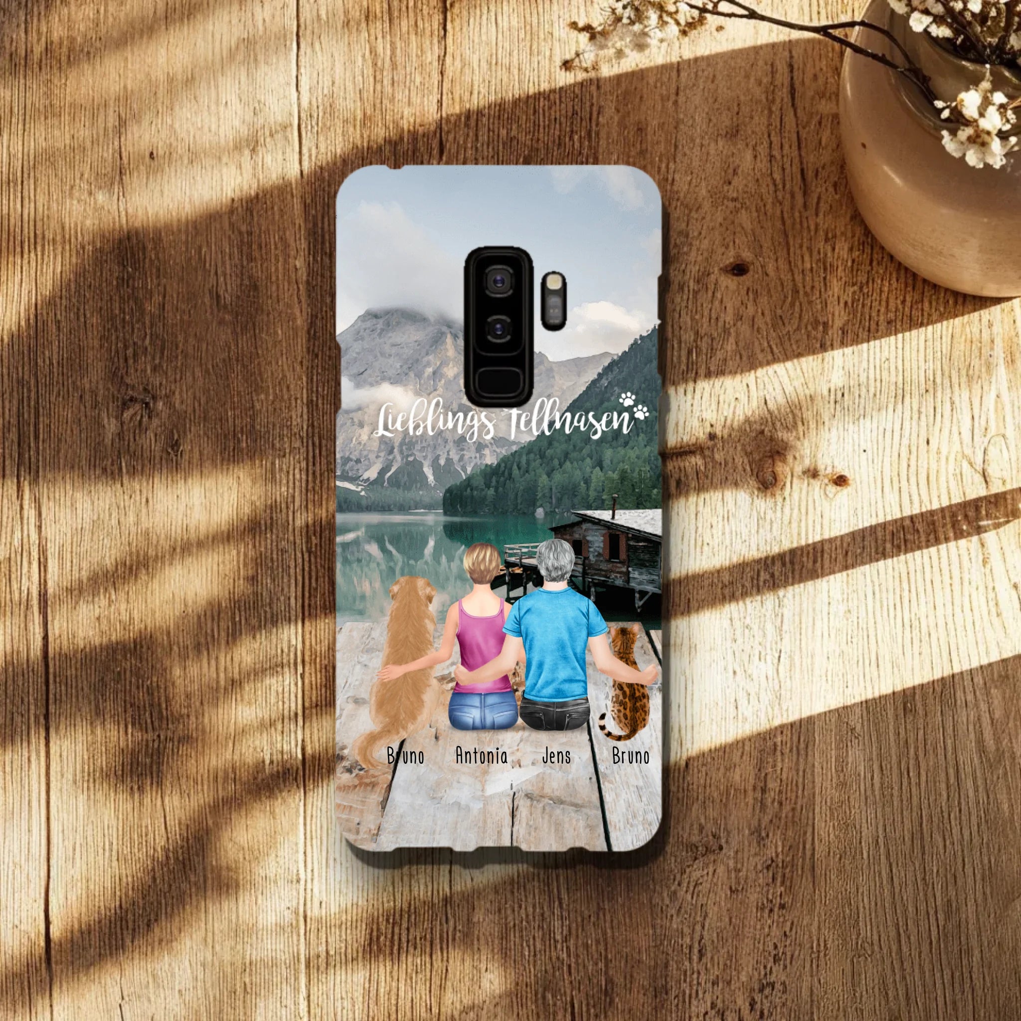 Personalisierte Handyhülle mit 1 Frau + 1 Mann + 2 Hunde/Katzen - Samsung