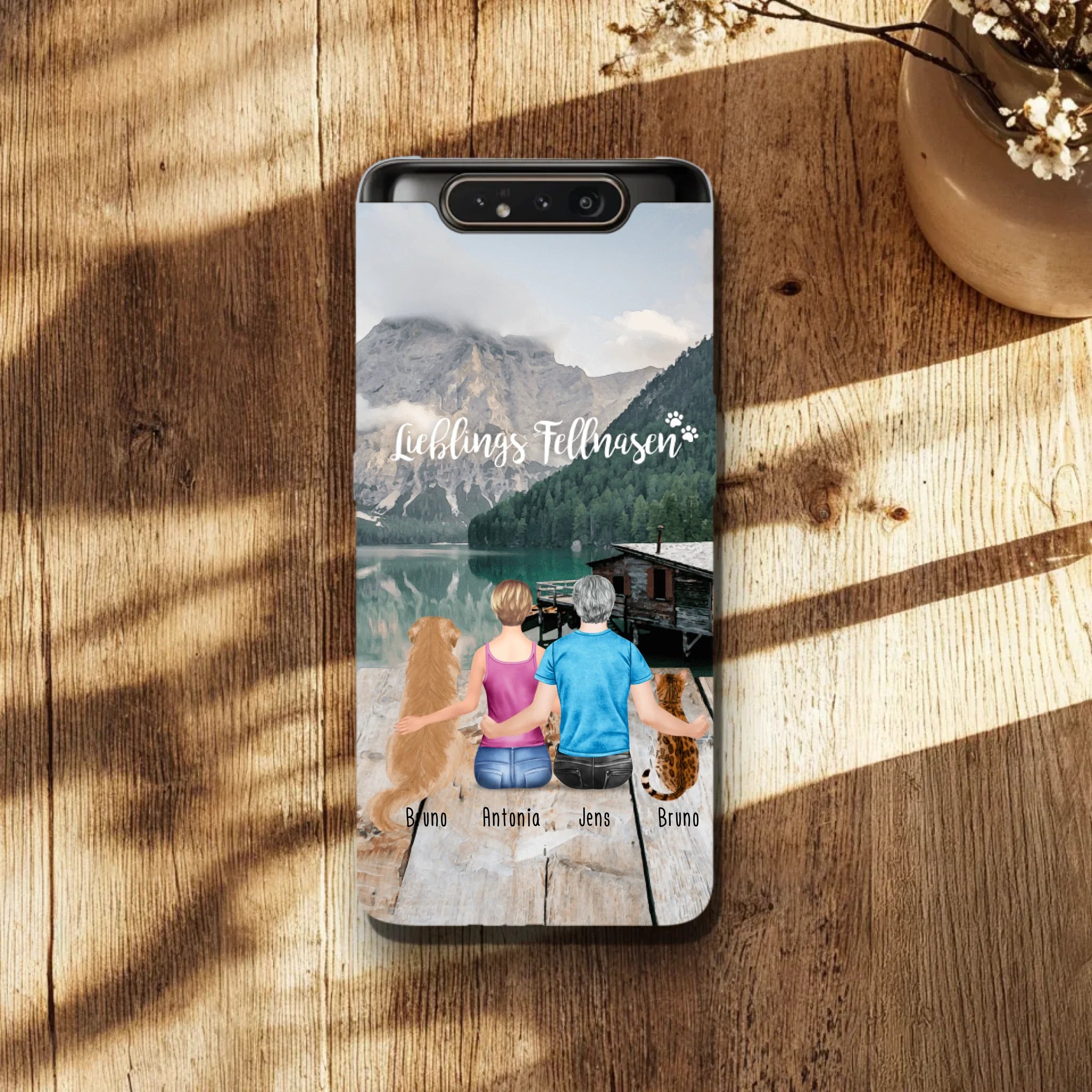 Personalisierte Handyhülle mit 1 Frau + 1 Mann + 2 Hunde/Katzen - Samsung