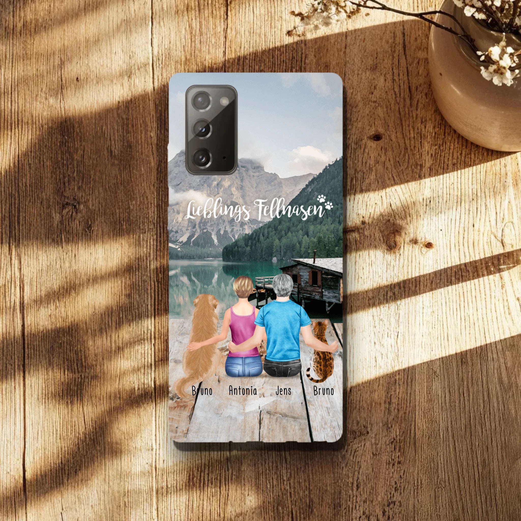 Personalisierte Handyhülle mit 1 Frau + 1 Mann + 2 Hunde/Katzen - Samsung