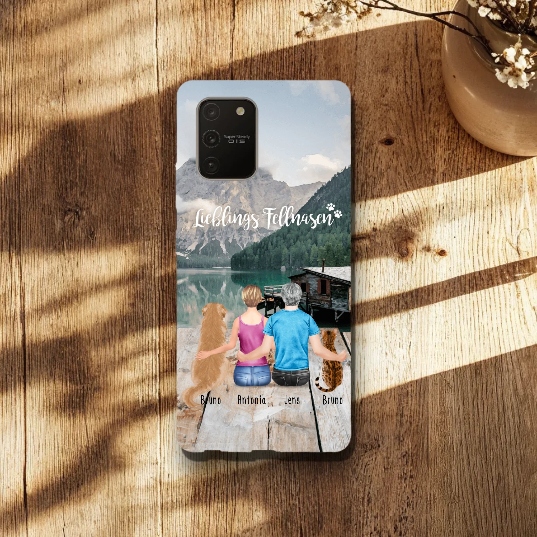 Personalisierte Handyhülle mit 1 Frau + 1 Mann + 2 Hunde/Katzen - Samsung
