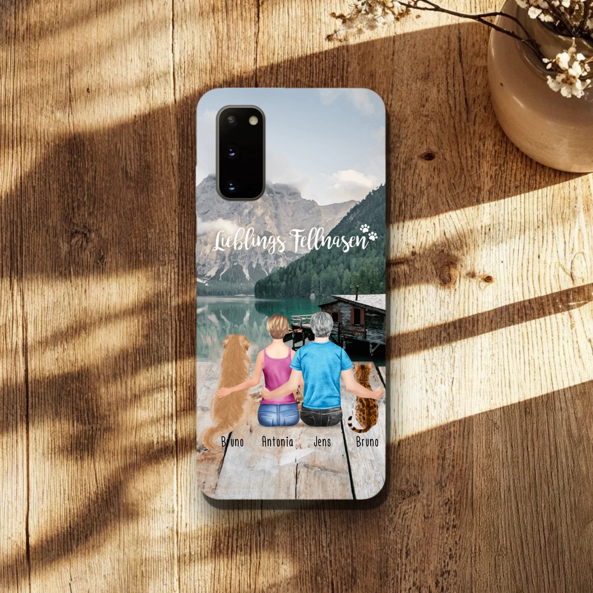 Personalisierte Handyhülle mit 1 Frau + 1 Mann + 2 Hunde/Katzen - Samsung