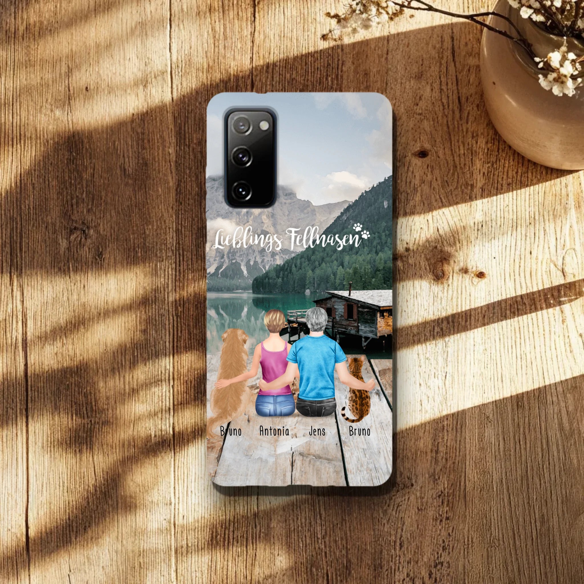 Personalisierte Handyhülle mit 1 Frau + 1 Mann + 2 Hunde/Katzen - Samsung