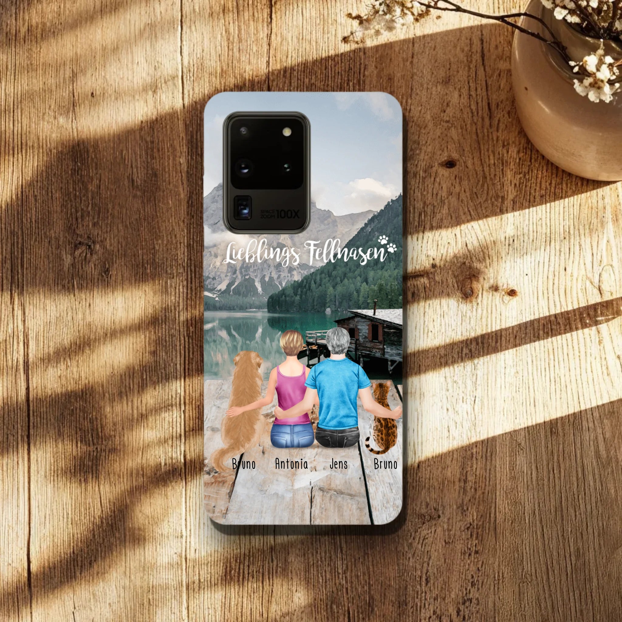 Personalisierte Handyhülle mit 1 Frau + 1 Mann + 2 Hunde/Katzen - Samsung