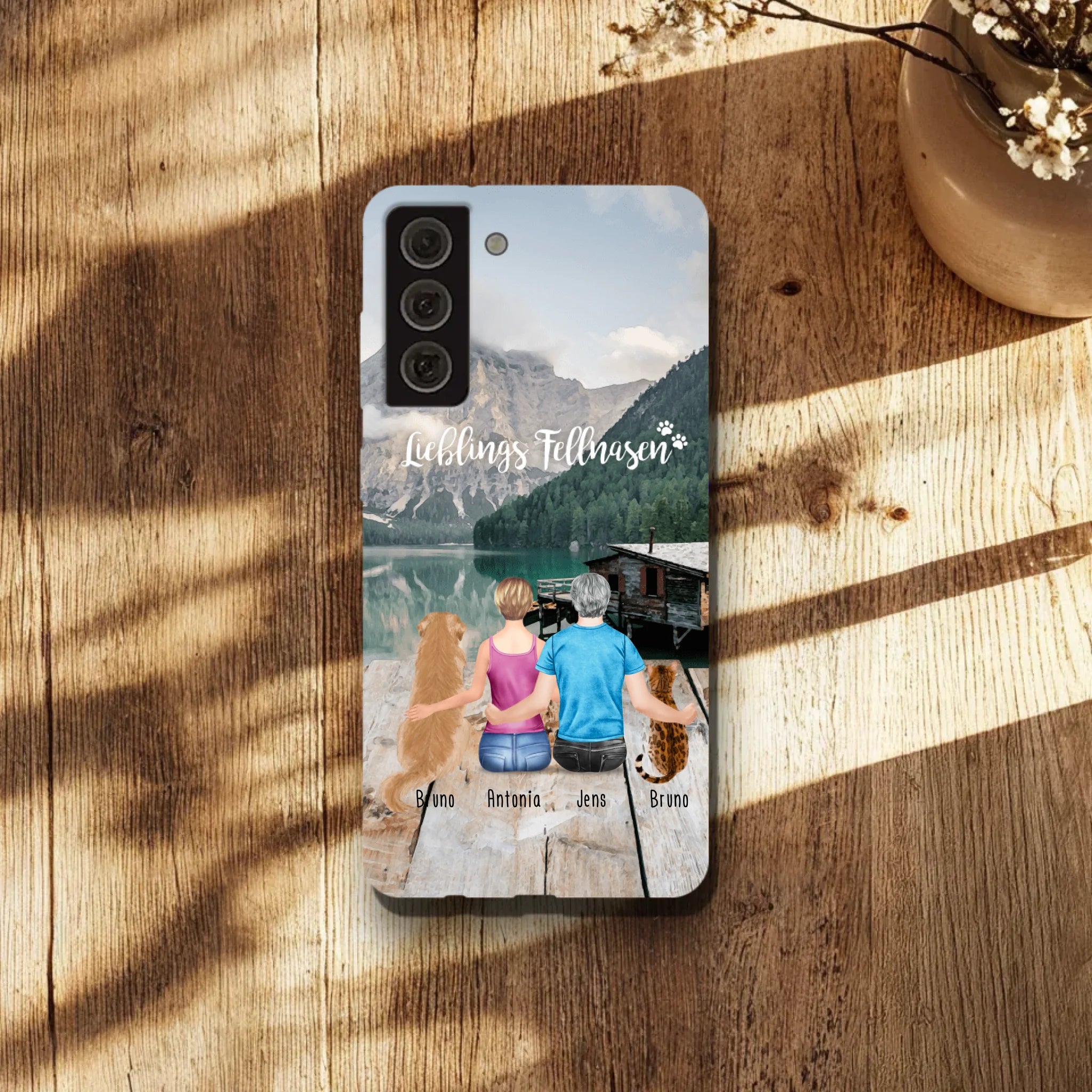 Personalisierte Handyhülle mit 1 Frau + 1 Mann + 2 Hunde/Katzen - Samsung