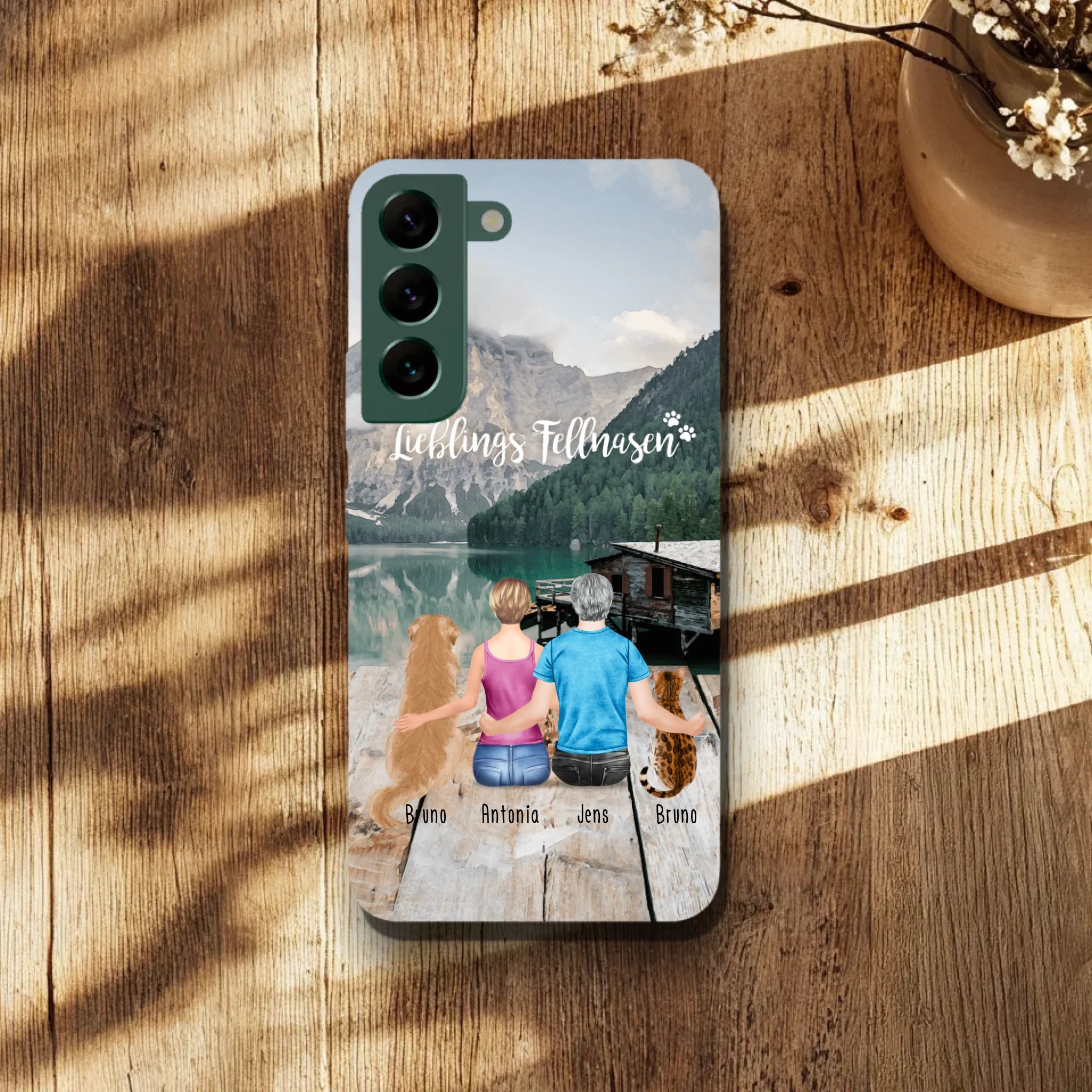 Personalisierte Handyhülle mit 1 Frau + 1 Mann + 2 Hunde/Katzen - Samsung