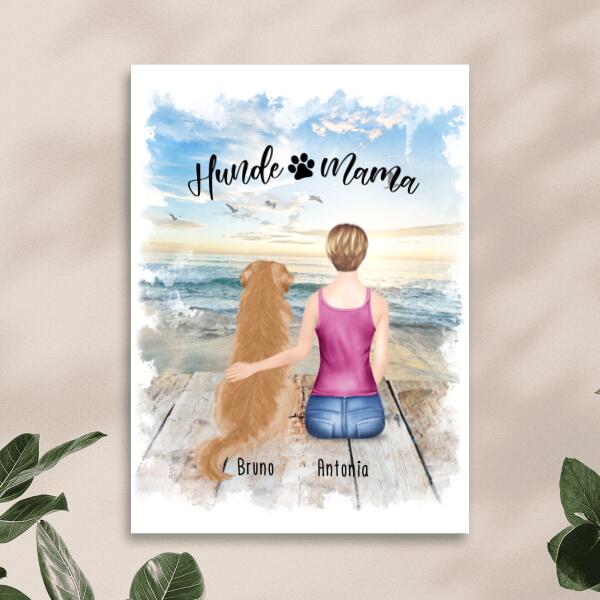 Personalisiertes Poster mit 1 Frau + 1 Hund (Hochformat) – Pet Designs