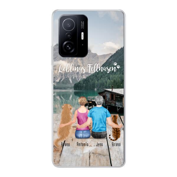 Personalisierte Handyhülle mit 1 Frau + 1 Mann + 2 Hunde/Katzen - Xiaomi