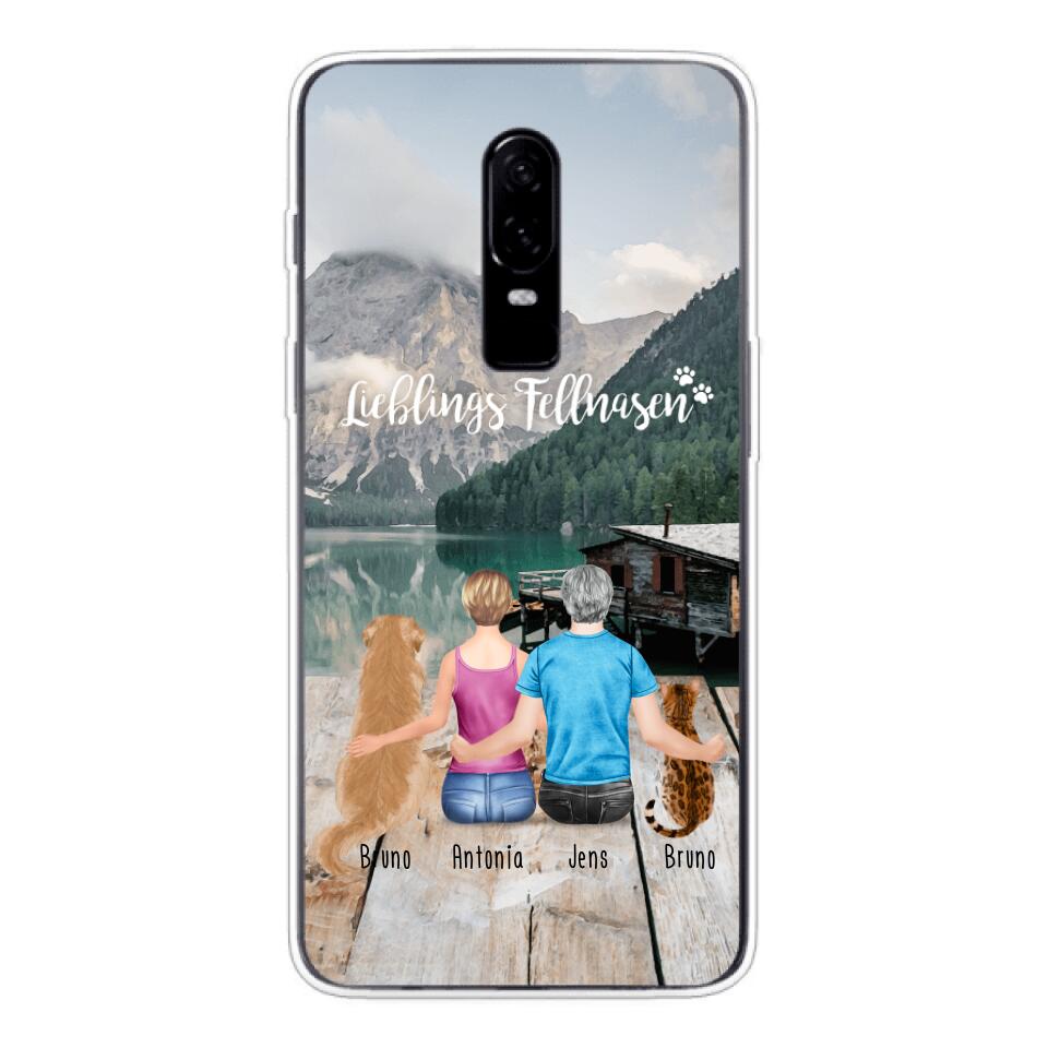 Personalisierte Handyhülle mit 1 Frau + 1 Mann + 2 Hunde/Katzen - OnePlus
