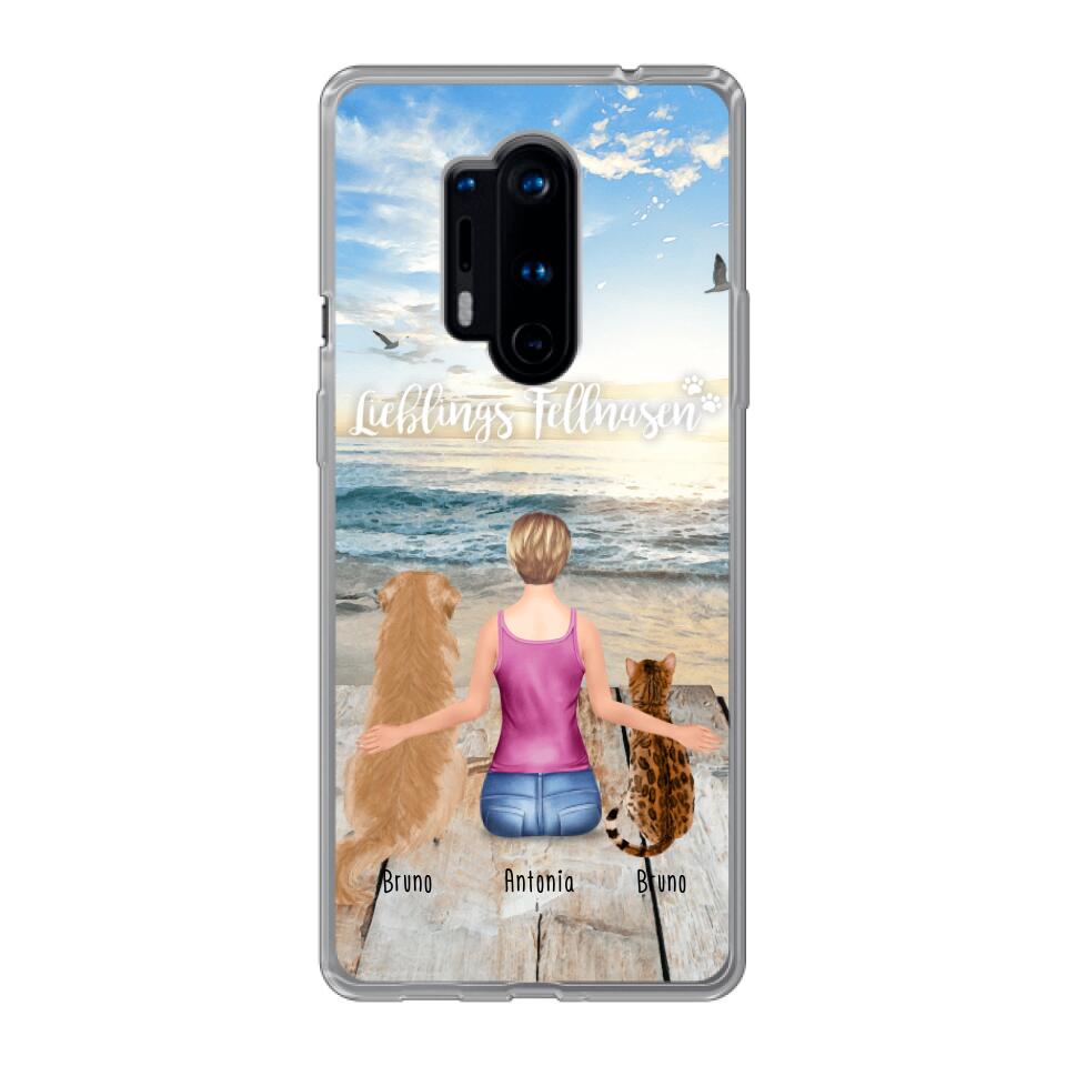 Personalisierte Handyhülle mit 1 Frau + 2 Hunde/Katzen - OnePlus