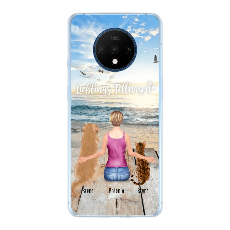 Personalisierte Handyhülle mit 1 Frau + 2 Hunde/Katzen - OnePlus