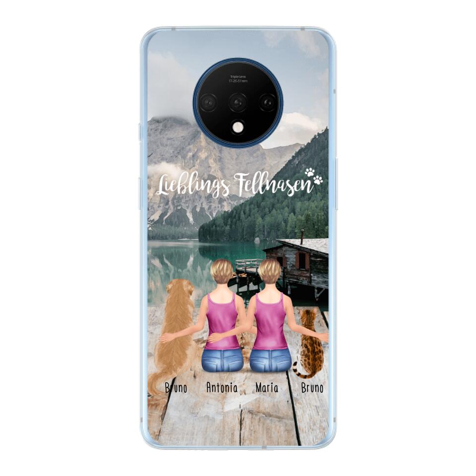 Personalisierte Handyhülle mit 2 Frauen + 2 Hunde/Katzen - OnePlus