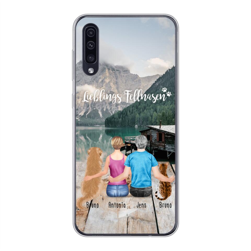 Personalisierte Handyhülle mit 1 Frau + 1 Mann + 2 Hunde/Katzen - Samsung
