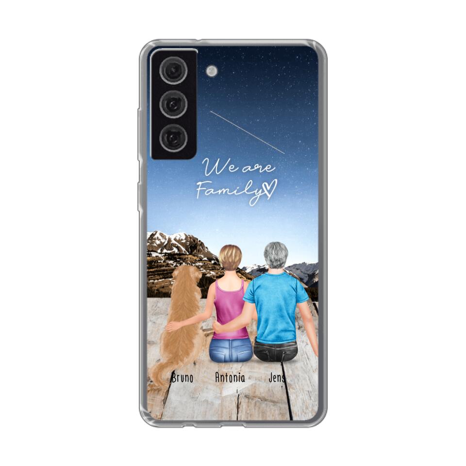 Personalisierte Handyhülle mit 1 Frau + 1 Mann + 1 Hund/Katze - Samsung