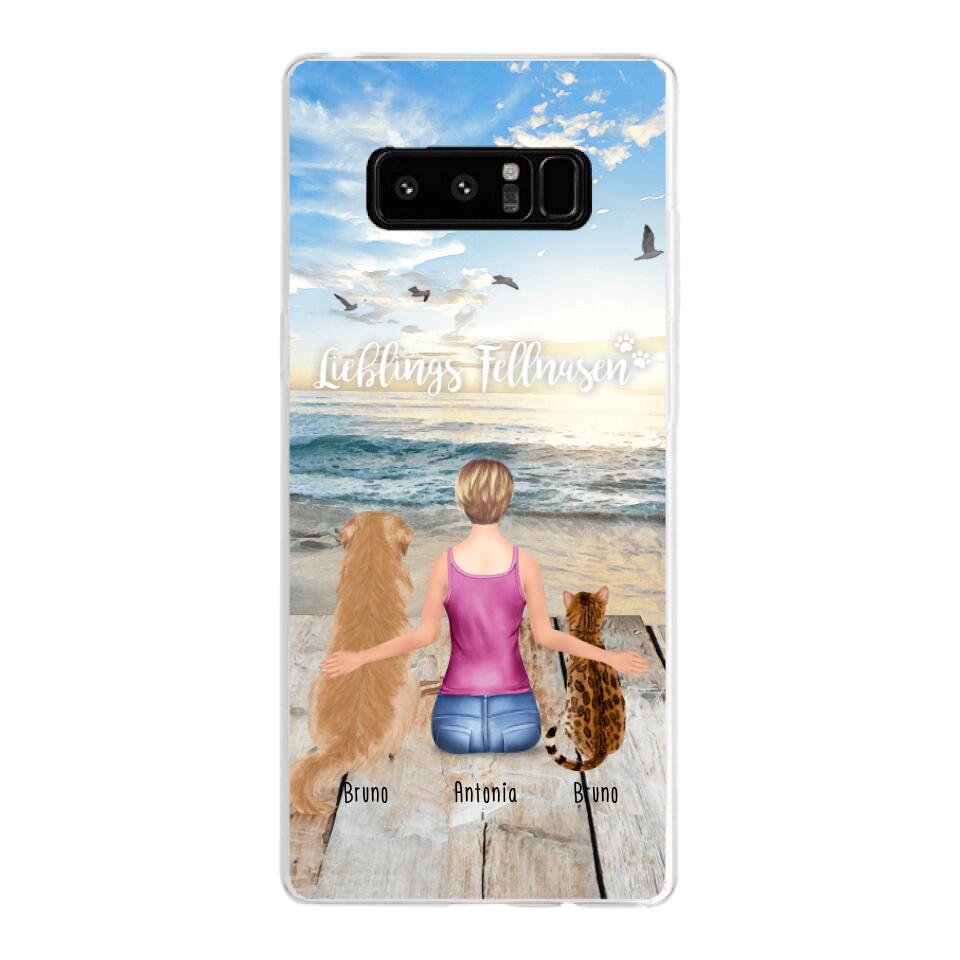 Personalisierte Handyhülle mit 1 Frau + 2 Hunde/Katzen - Samsung