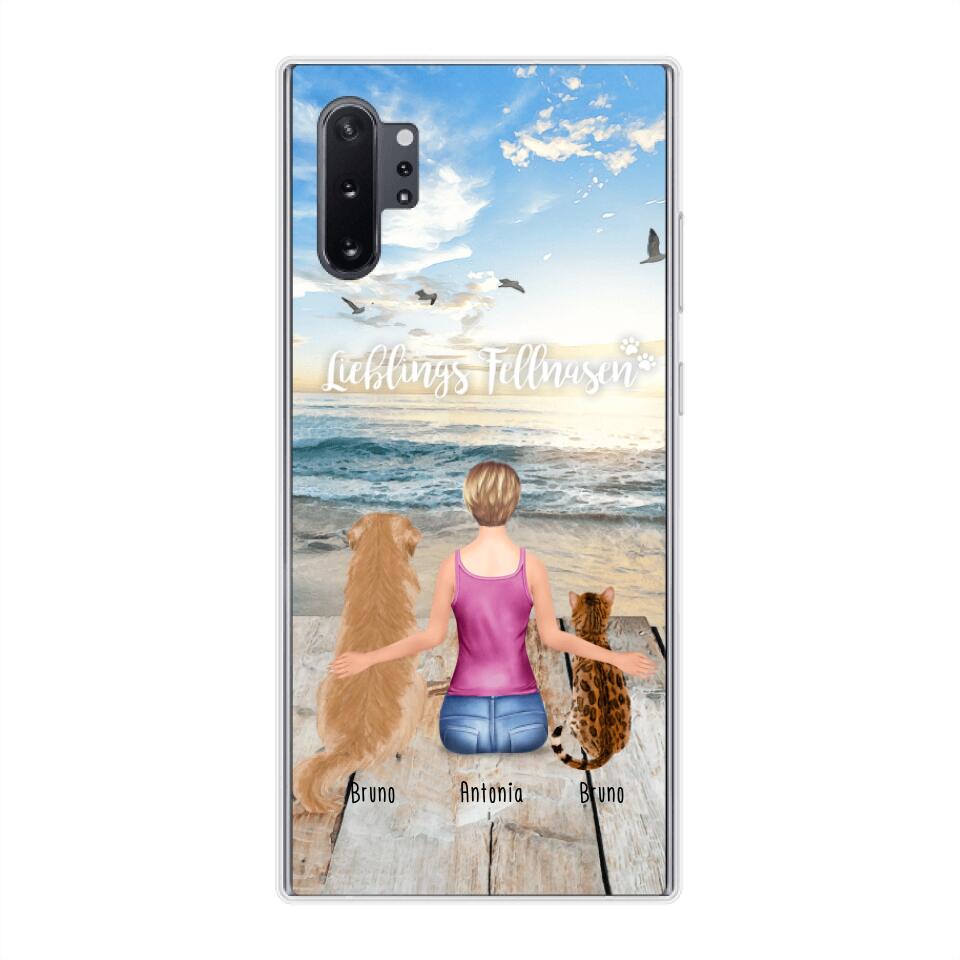 Personalisierte Handyhülle mit 1 Frau + 2 Hunde/Katzen - Samsung