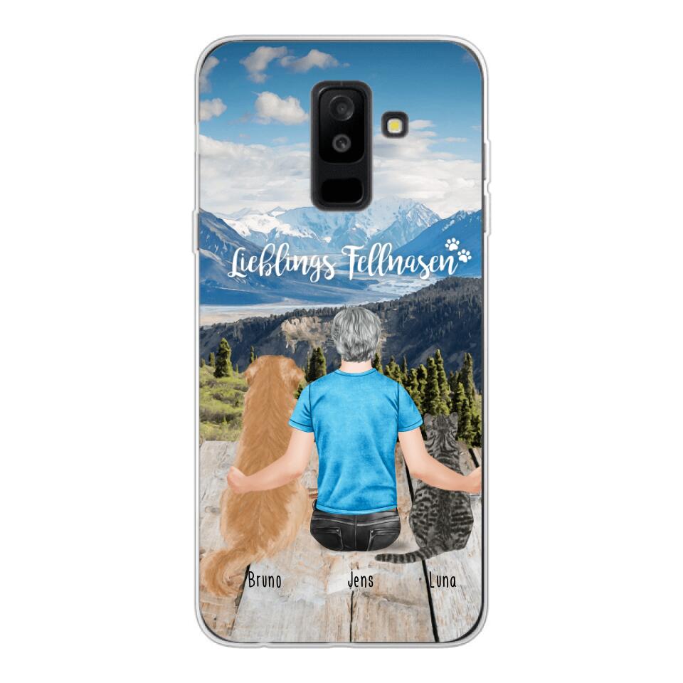 Personalisierte Handyhülle mit 1 Mann + 2 Hunde/Katzen - Samsung